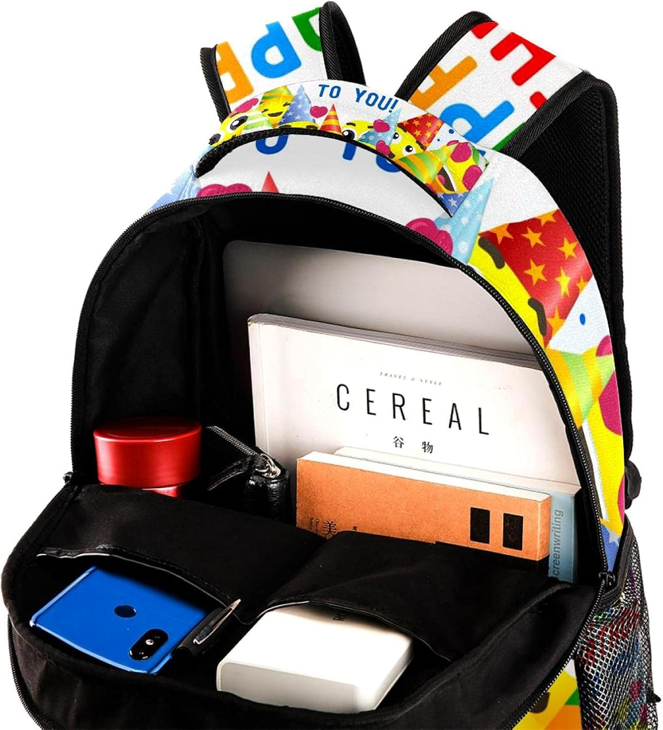 Happy Birthday Background Backpack Students Shoulder Bags Travel Bag College School Tote Backpacks image number 1