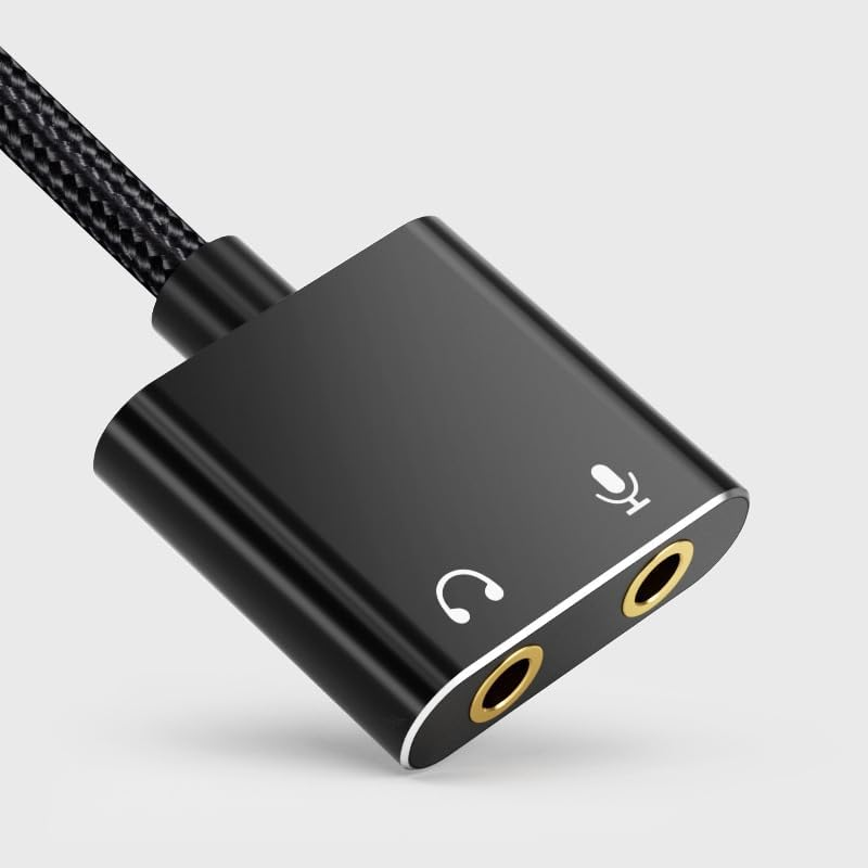 USB Sound Card Adapter,Usb Audio Adapter 3.5Mm Jack,External Sound Card for Windows Mac Linux PC Laptops Desktops PS4 Headsets, Black image number 5