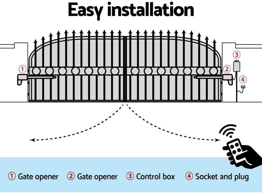 Lockmaster Automatic Electric Gate Opener Double Swing Remote Control Kit image number 1