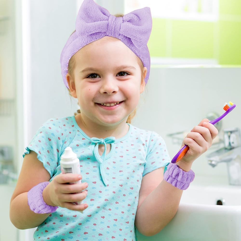 Xfsrg Cute Headband with Bow, 2 Piece Hair Bands Set for Women, Soft Terry Towelling Material, Elastic Hair Bands, Perfect Hair Care Accessories image number 5