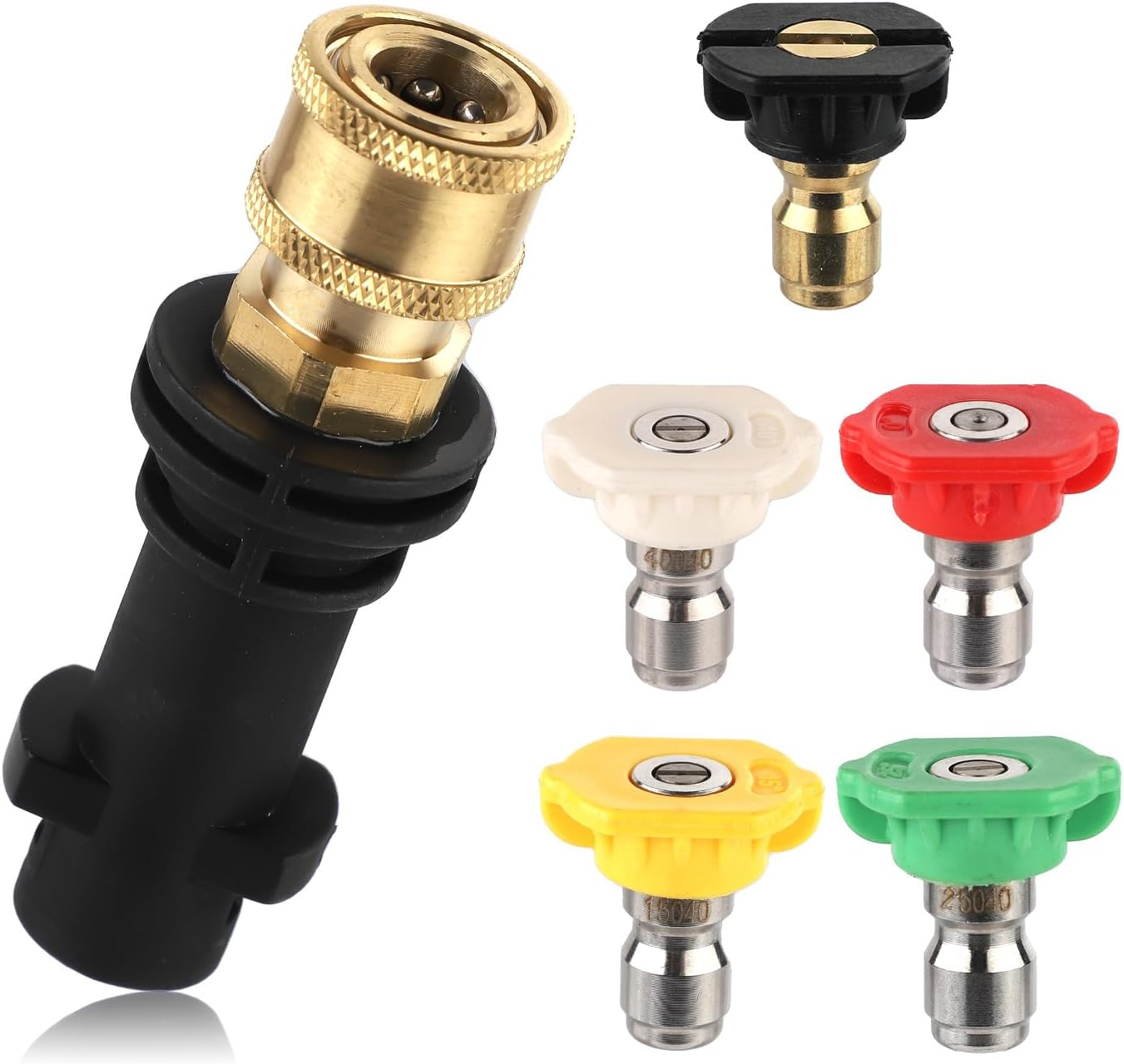 Gosknor Pressure Washer Adapter, 1/4 Inch High Pressure Cleaning Adapter with 5 Power Washer Spray Nozzle Tips Quick-Connect Pressure Washer Replacement Compatible with Karcher Pressure Washer image number 2