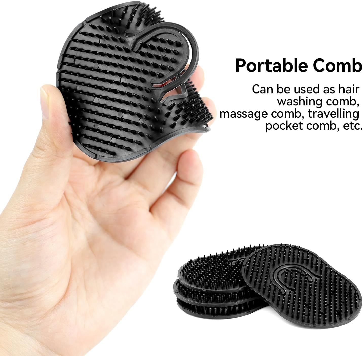 Pocket Palm Combs, Massager Hair Brush Comb Palm Combs for Men Beard Brush, Black Pocket Brush (4 Pcs Finger Type)