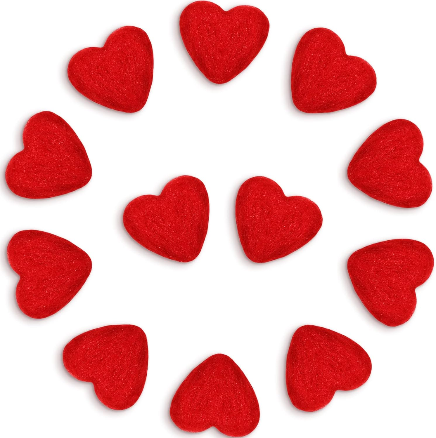 Tegeme 24 Pieces 30 Mm Valentine'S Day Wool Felt Balls Garland Heart Shape Banner Small Wool Balls Handmade DIY Felted Fabric Red Pom Poms Wool Felt Garland Crafts for Valentine'S Day Home Decor image number 2