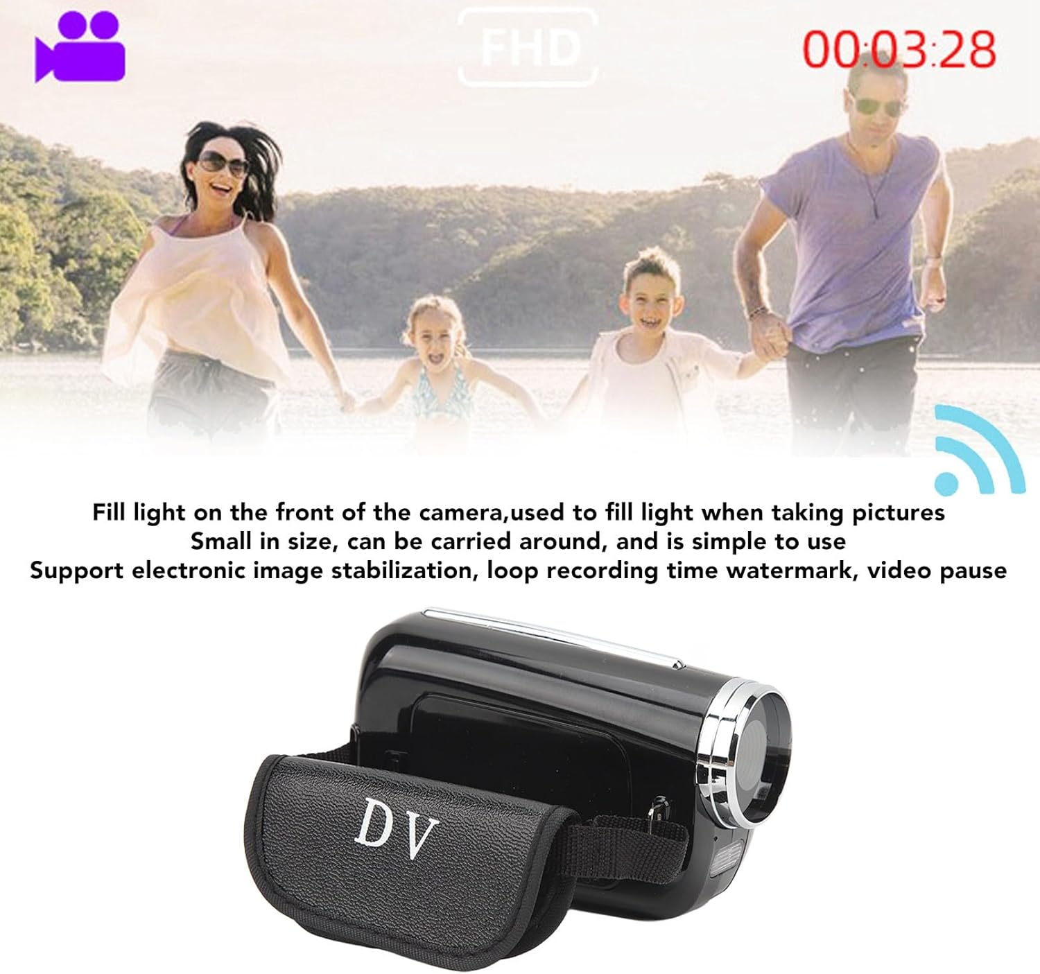 Handheld Digital Video Camera, 4X Digital Zoom, IPS Touch Screen, HD Output, External Microphone, Small Convenient,Recording, Suitable for Baby Growth Records, Travel image number 4