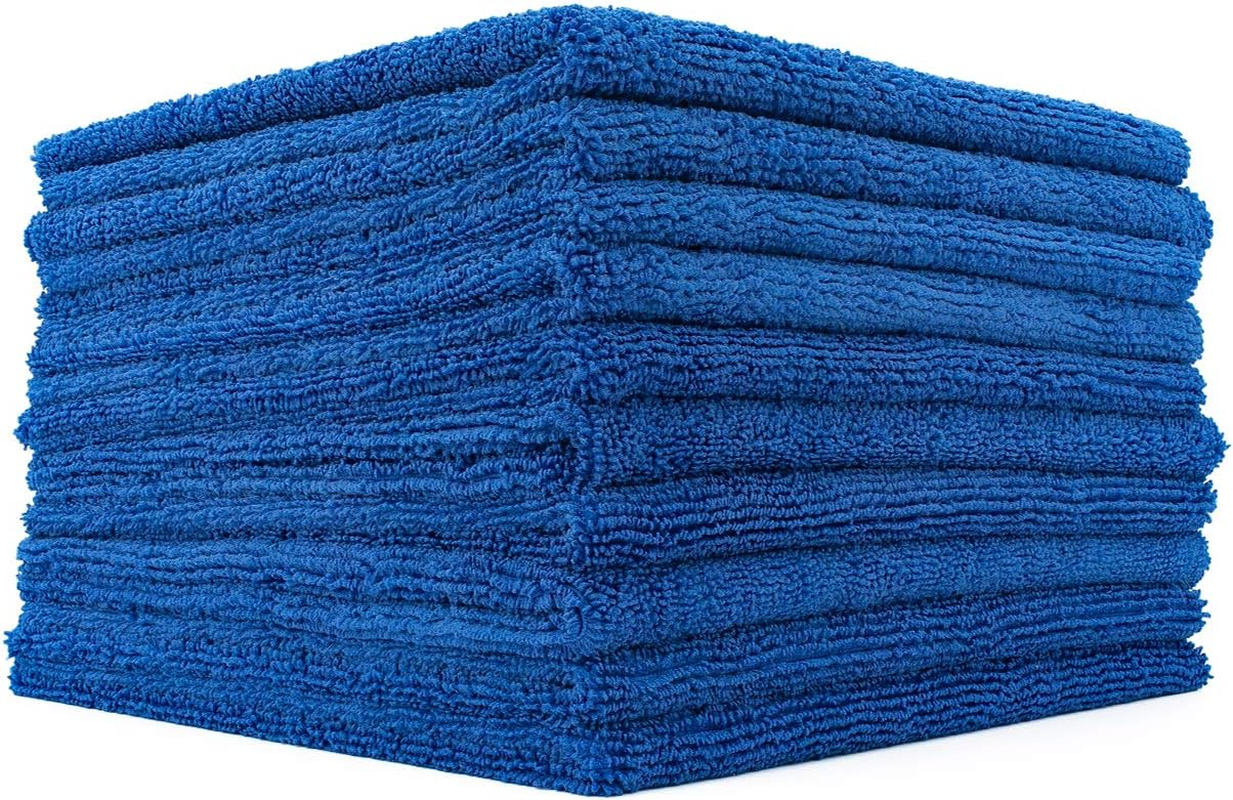 The RAG Company (10-Pack) 16 In. X 16 In. Professional Edgeless 365 GSM Premium 70/30 Blend Microfiber Polishing Wax Removal and AUTO Detailing Towels (16X16 Royal Blue)