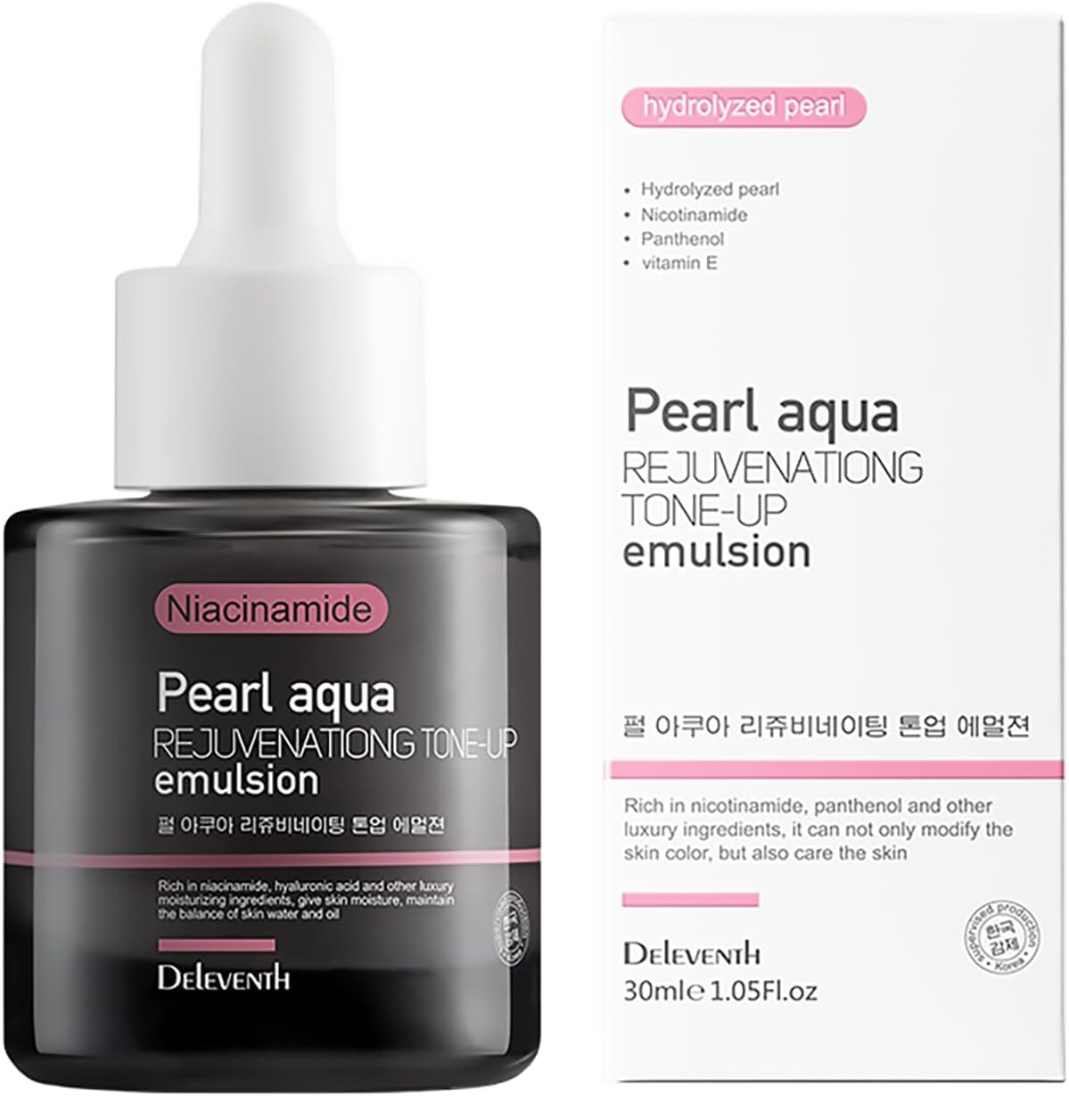 Deleventh Korean Brand Pearl Aqua Rejuvenationg Tone-Up Emulsion 30Ml / with Niacinamide, and Vitamins B5 & Vitamins E for a Bright, Hydrated, and Youthful Complexion image number 1