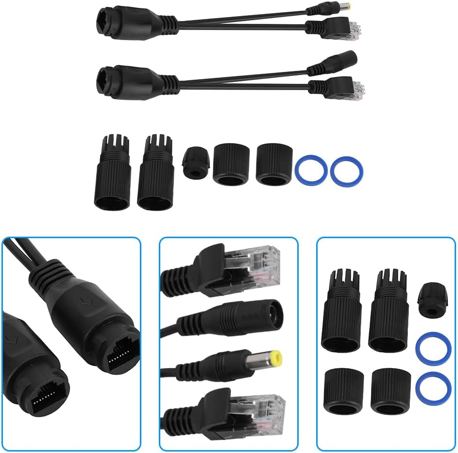 Joyzan Poe Splitter Kit, Poe Injector, Power over Ethernet, Power over Ethernet Connector, Power over Ethernet, Passive Poe Adapter Cable, 12V, 2 Pairs(Black) image number 6