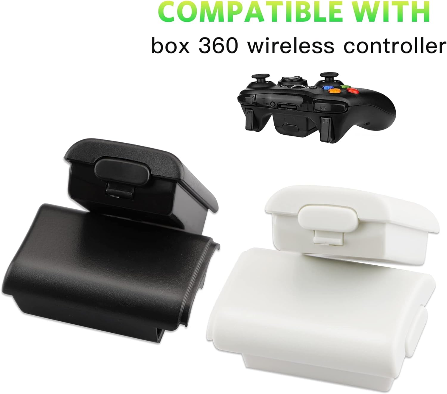 Battery Pack Cover for Xbox 360, Replacement Battery Pack Cover Shell Repair Part Compatible with Xbox 360 Wireless Controller(4 Pack, Black, White) image number 4