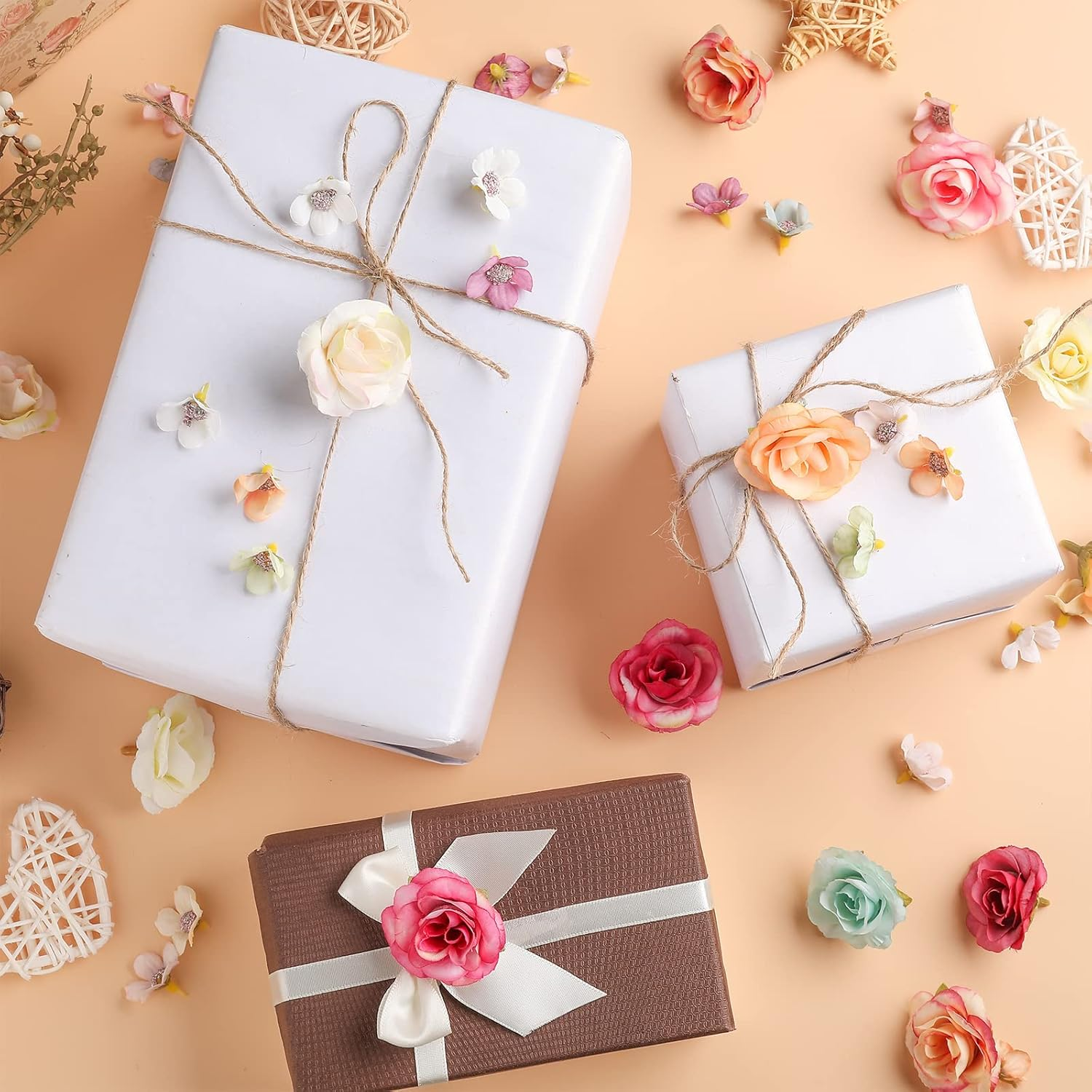 Janinka 174 Pieces Fake Mini Flowers for Crafts Small Silk Artificial Fabric Flowers Bulk for Wedding Decor Party Wreath DIY, 2 Cm 4 Cm, Colorful