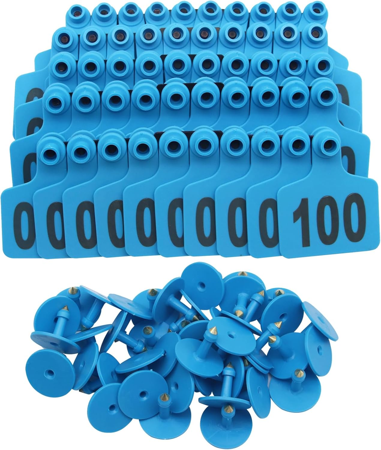 Cattle Ear Tags, Large Plastic Livestock Ear Tags for Sheep Cattle Calf Hog with Number 001-100/101-200/201-300, Animal Identification Ear Tag(Purple,001-100)