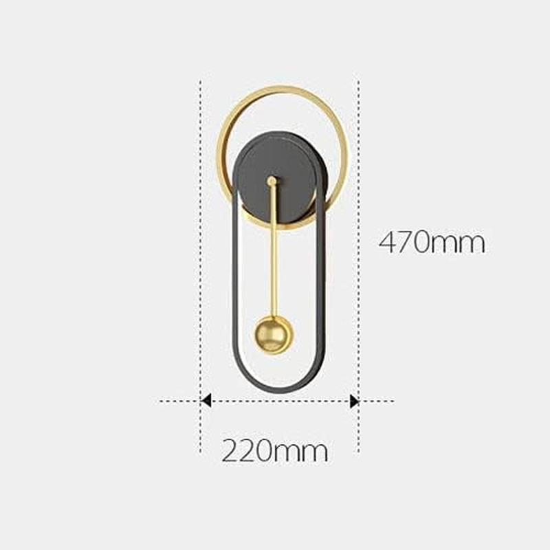 LED Black Wall Lamp Gold Metal Wall Light, 25W Wall Sconces Bedroom Bedside Wall Lighting Fixture, Indoor Clock Shape Wall Mounted Lamps for Living Room Hallway Stairs (Color : 3 Color Mode) XXZ image number 6