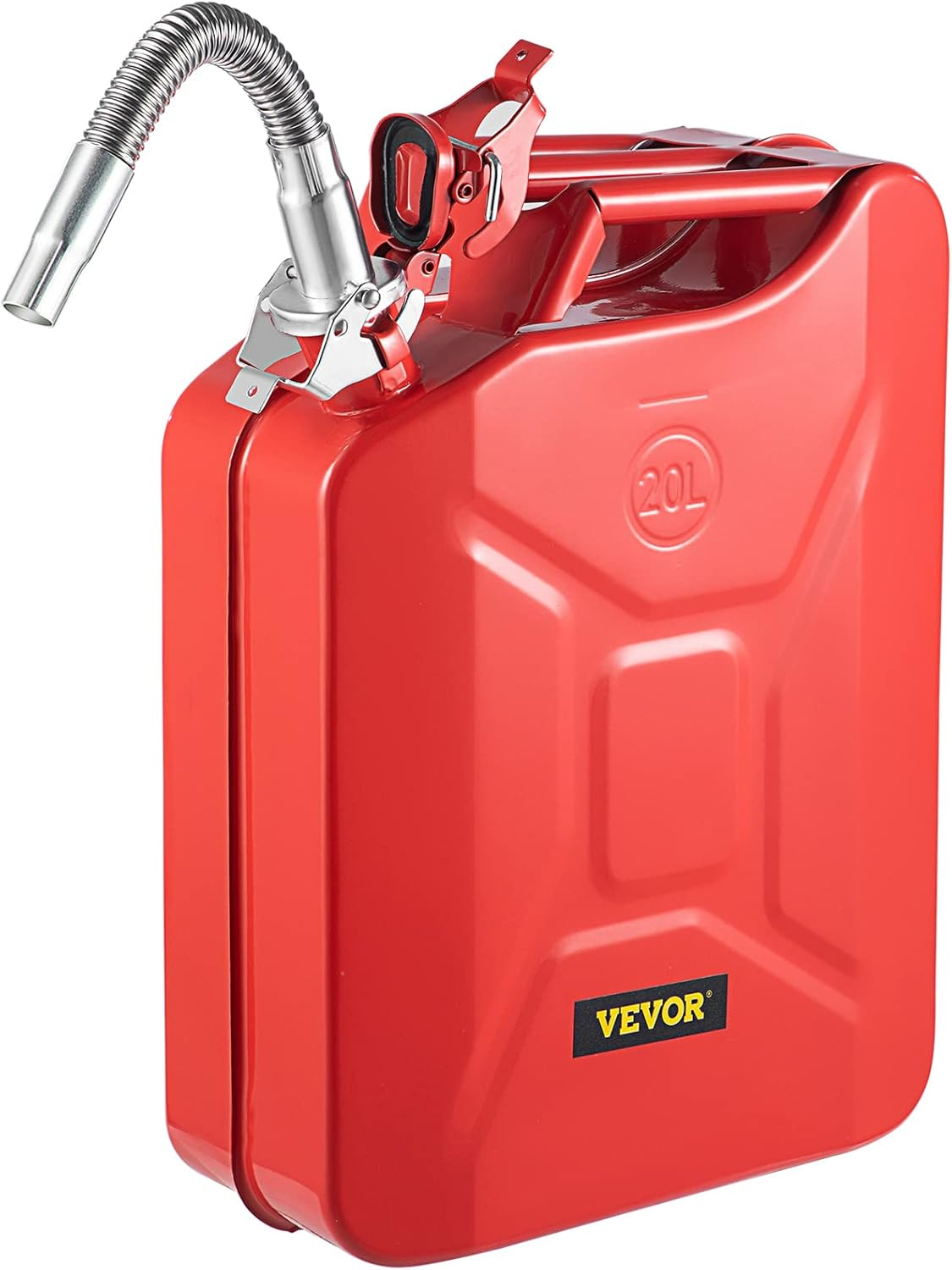 VEVOR Jerry Fuel Can, 20 L Portable Jerry Gas Can with Flexible Spout System, Rustproof ＆ Heat-Resistant Steel Fuel Tank for Cars Trucks Equipment, Red image number 1