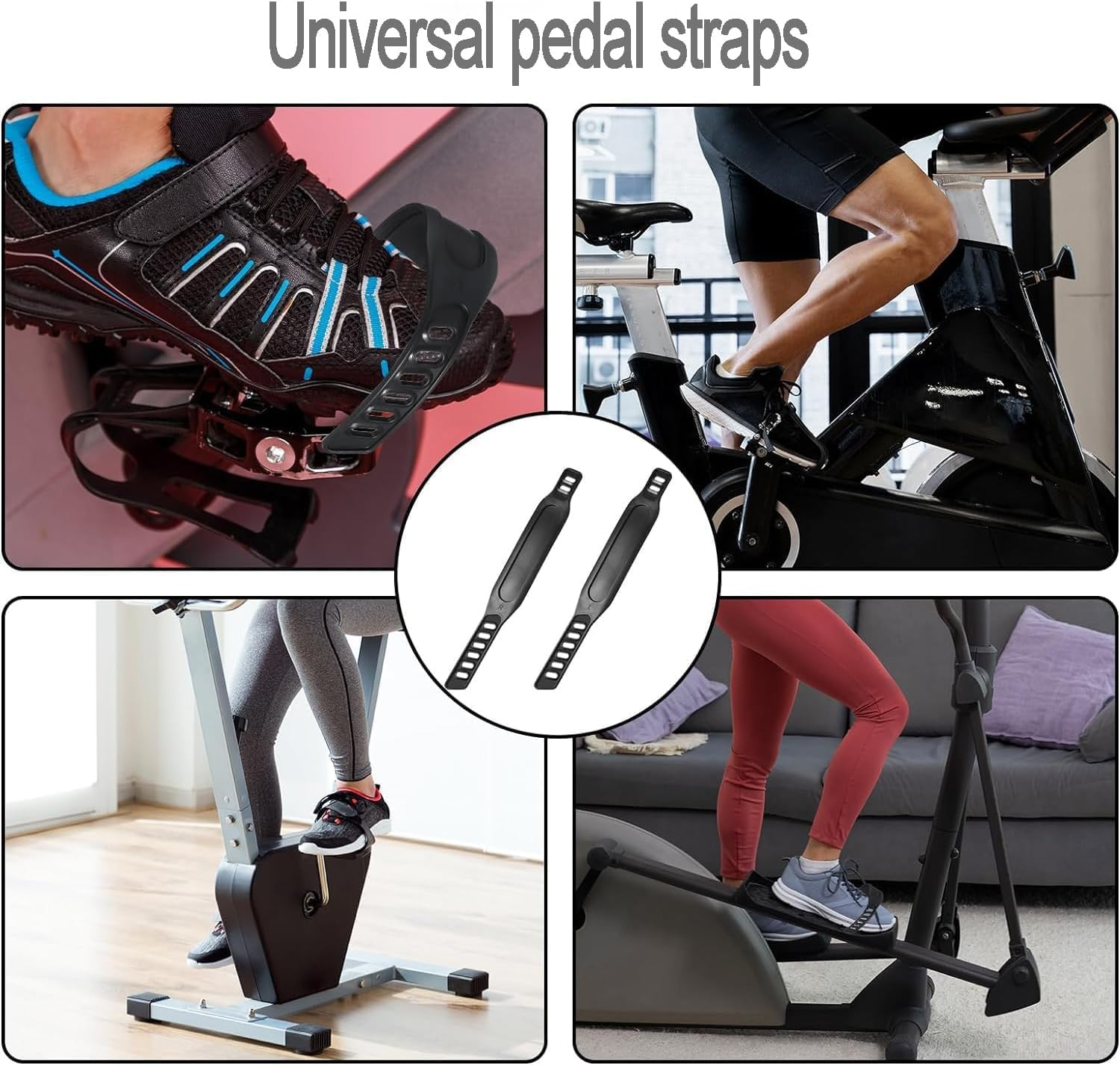 Universal Pedal Strapfor Exercise Cycle Home or Gym,2Pcs Adjustable Length Universal Pedal Strap,Adjustable Exercisebikepedal Strap,Non-Slip Exercise Bike Pedal Strap,Universal Bicycle Pedal Strap image number 1