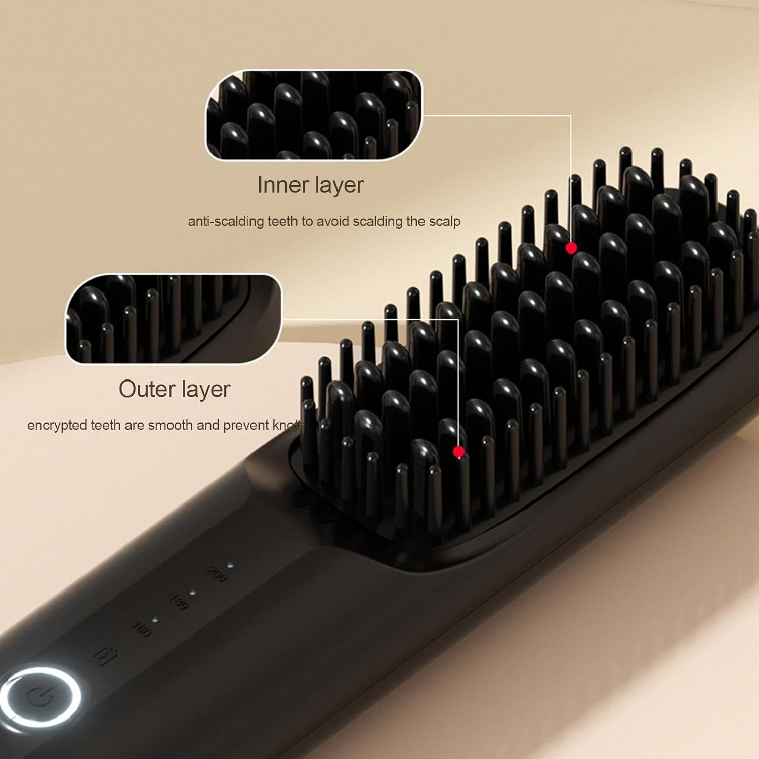 Cordless Hair Straightener, Rechargeable Straightening Brush, Portable Straightening Brush for Travel, Wireless Hot Comb with 3 Temp Settings, Negative Ionic, Fast Heating Hair Styling image number 5