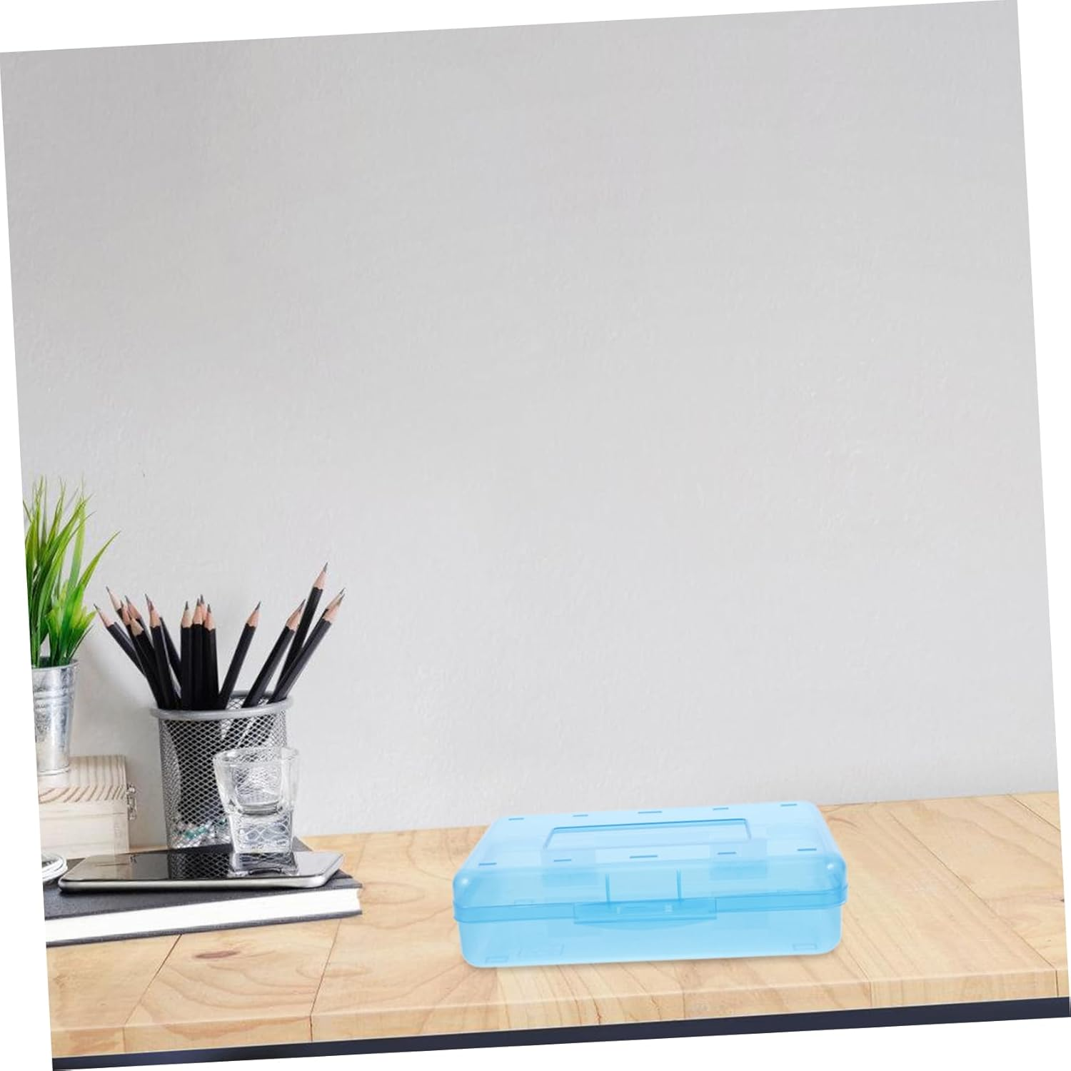 WEKAMOS 3Pcs Large Capacity Plastic Pencil Box for Markers and Crayons Stackable Stationery Storage Case for Boys and Girls Desk Accessories and Office Supplies image number 3