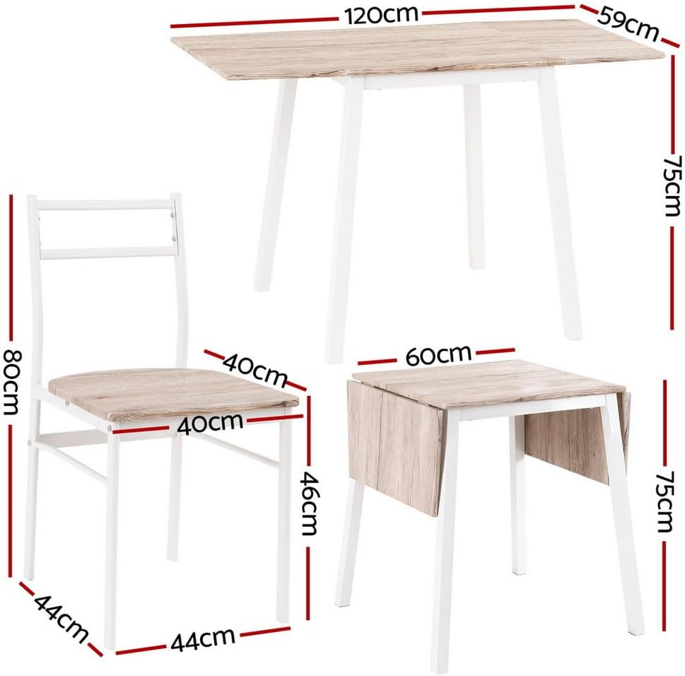 Artiss Dining Table and Chairs Set of 5, Modern Kitchen Furniture Foldable Functional Desk Set, Space-Saving Furniture for Apartment, Restaurant, Natural and White image number 2