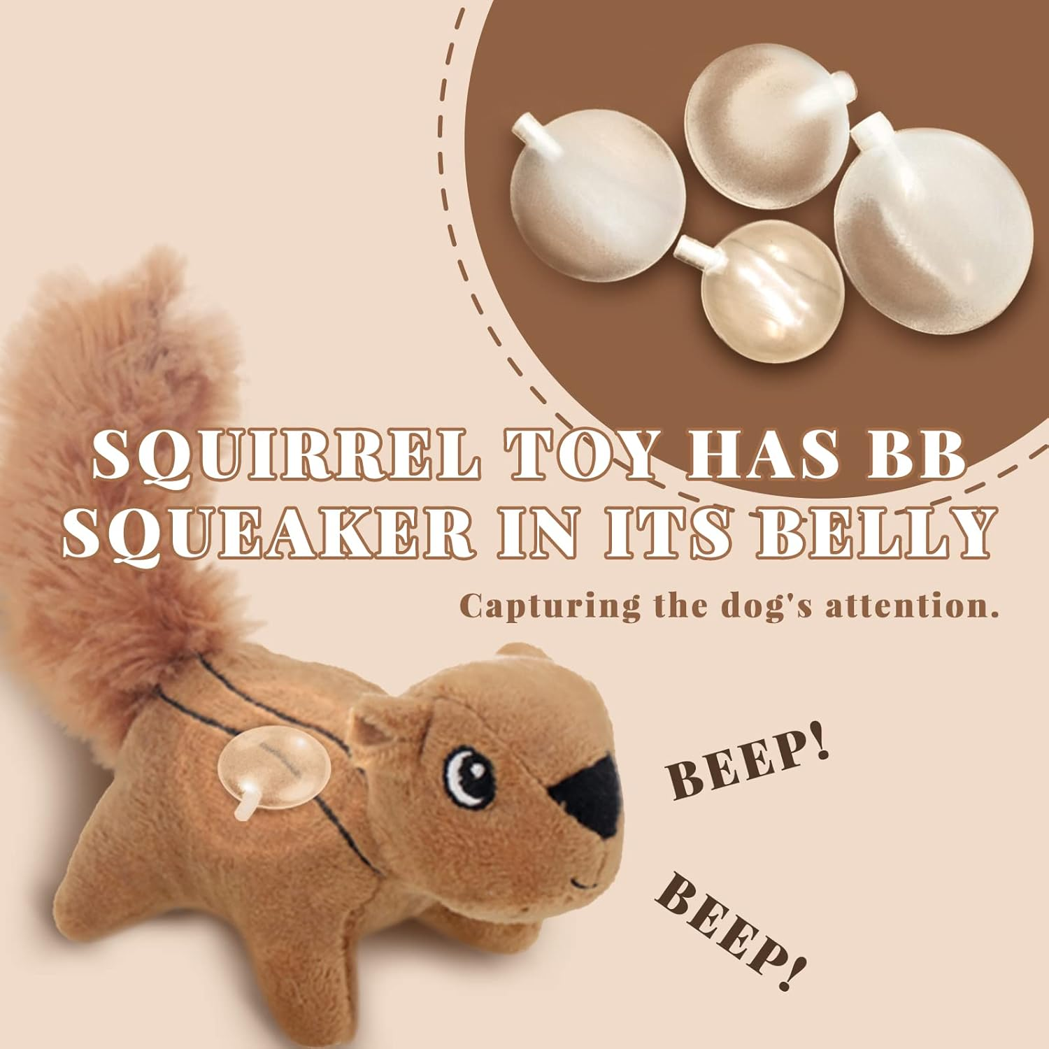 Laifug Hidden Squirrel Plush Dog Toy， Interactive Squeaky Dog Toy Hide and Seek, XL image number 3