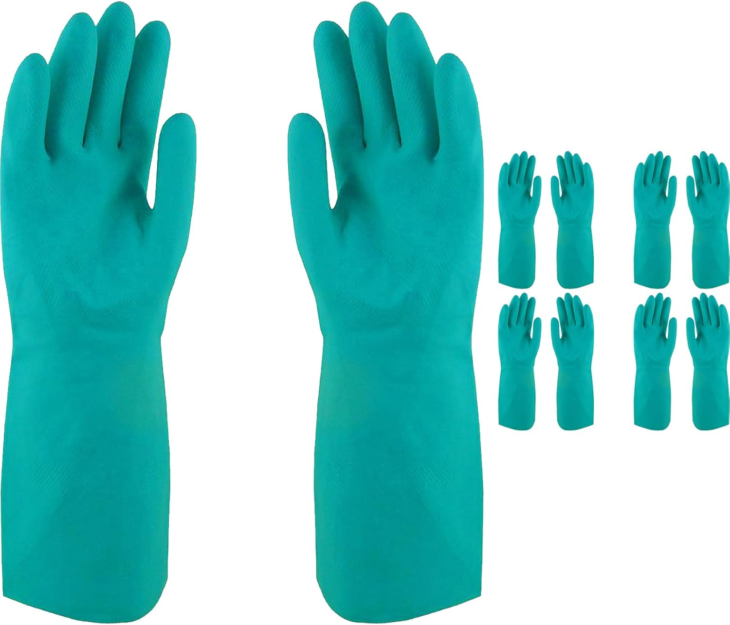 5 Pair Safetyware Chem-Pro Heavy Duty Chemical Resistant Nitrile Work Gloves Flocklined Bulk Long 18Mil Thick Green for Cleaning Oil Dishwashing Kitchen Mechanic General Purpose image number 4