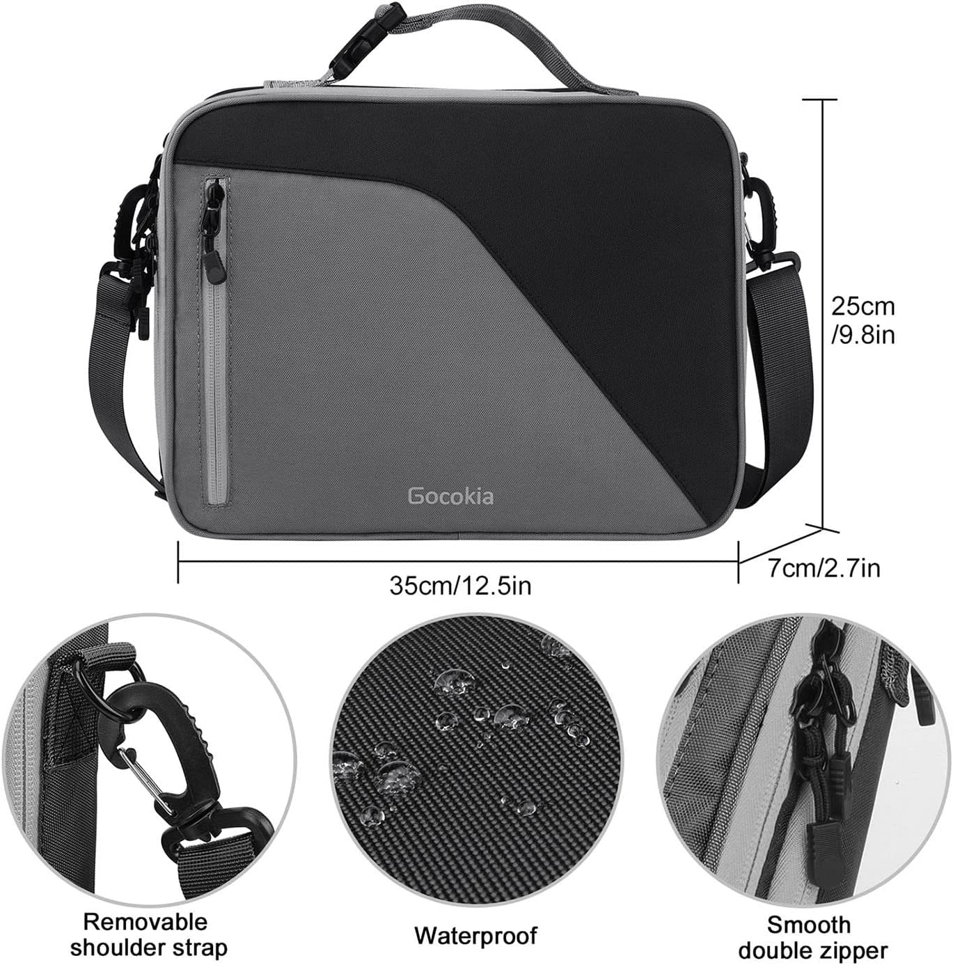 Double Layer Travel Cable Organizer Bag, Storage for Switch,Electronic Bag for 11.6&rsquo;&rsquo;Laptop,Table -Gray with Black image number 3