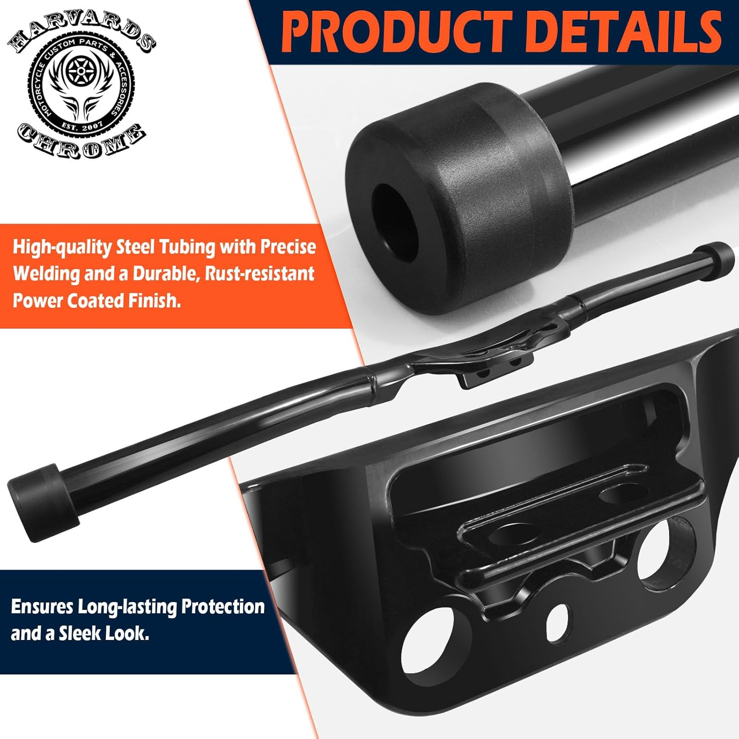 BLACK Engine Guard Front Crash Bar Protector Flat-Out Compatible with 18-25 Softail Low Rider Breakout Fatboy Models image number 1