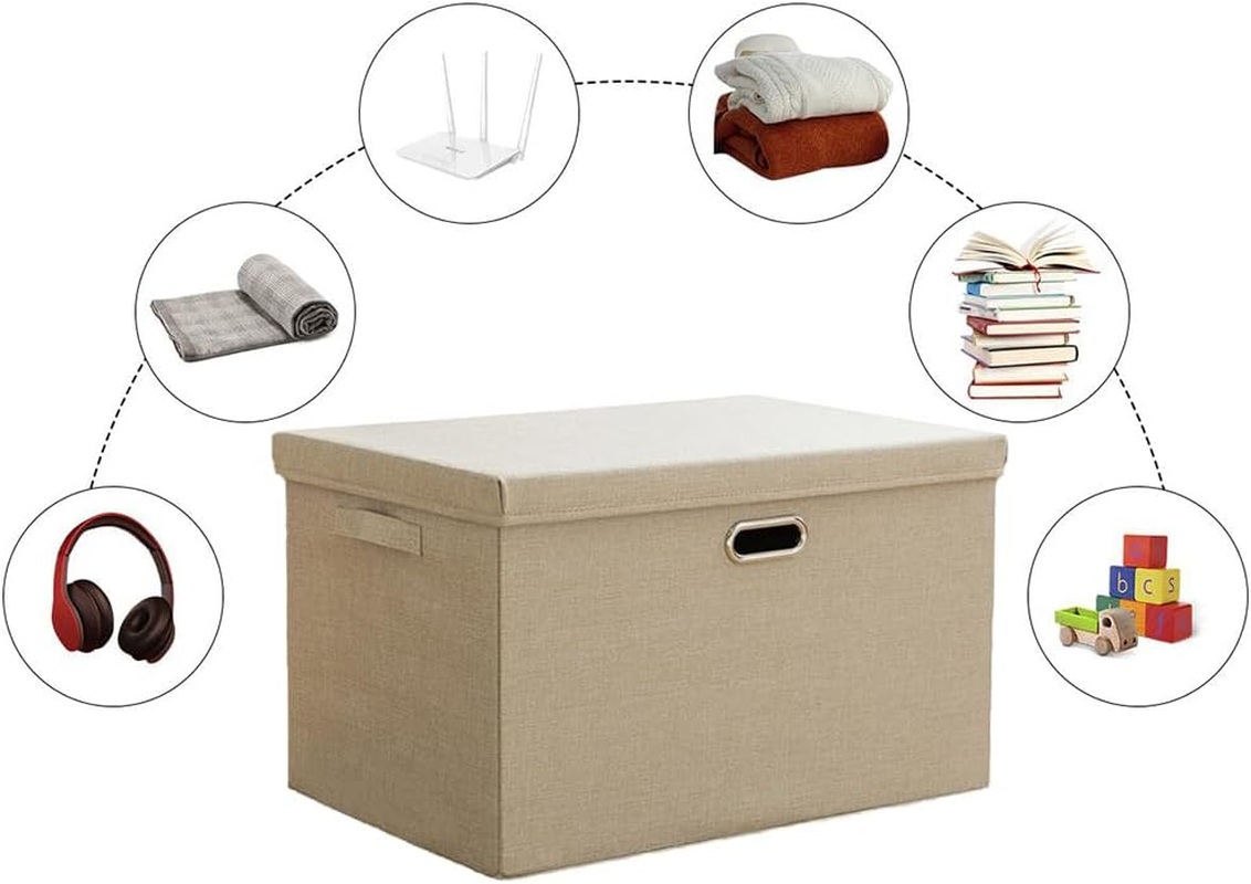 TOMVAES Linen Storage Bins Storage Box with Lid Foldable Box Stool Containers Bench Lid for Home Bedroom Office image number 5