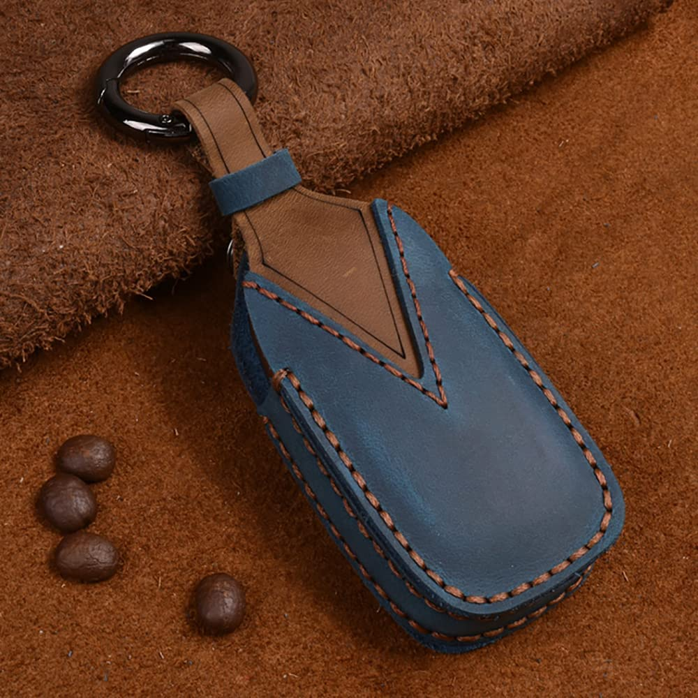 Ontto Key Fob Cover Keyring for Subaru Ascent BRZ Crosstrek Forester Impreza Legacy Levorg Outback STI WRX XV Key Cover Case Accessories Leather Keyless Key Holder Keychain 3 Buttons Blue image number 2