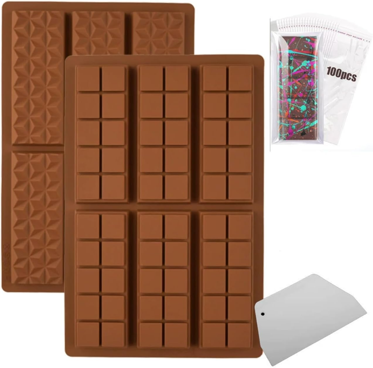 2 PCS Diamond Chocolate Moulds, Silicone Large Thick Silicone Molds, Deep Dubai Chocolate Molds for DIY Praline Baking, Holiday Gifts, Wedding Parties and More image number 5