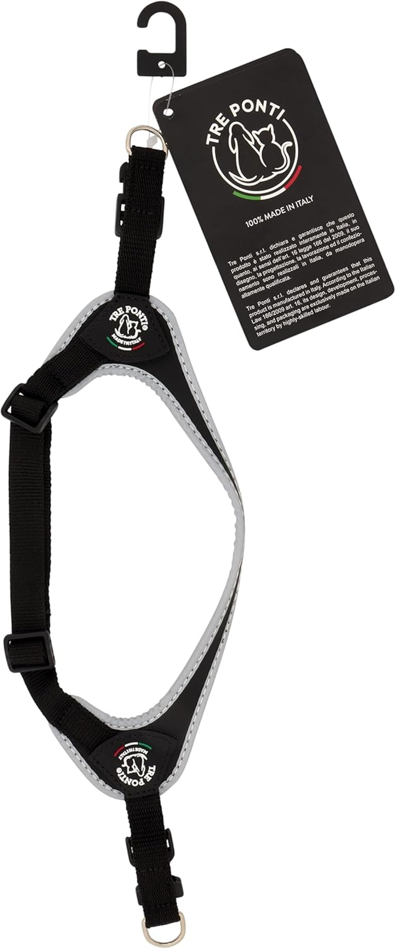 Tre Ponti Fibbia Small Dog Harness with Adjustable Belly Strap, 1 Cm, Black image number 4