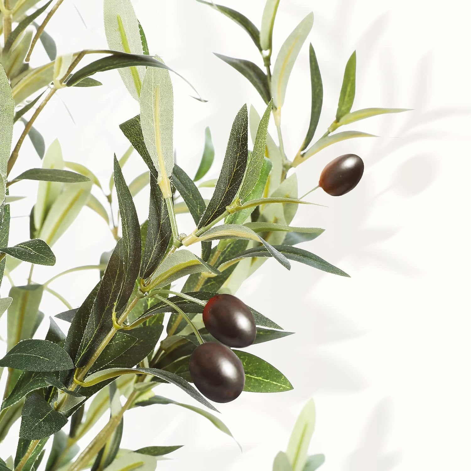 LYERSE 5Ft(60") Olive Tree Artificial Indoor, Fake Potted Olive Tree with Planter Large Faux Olive Branches and Fruits Artificial Tree for Home Office Decor image number 3