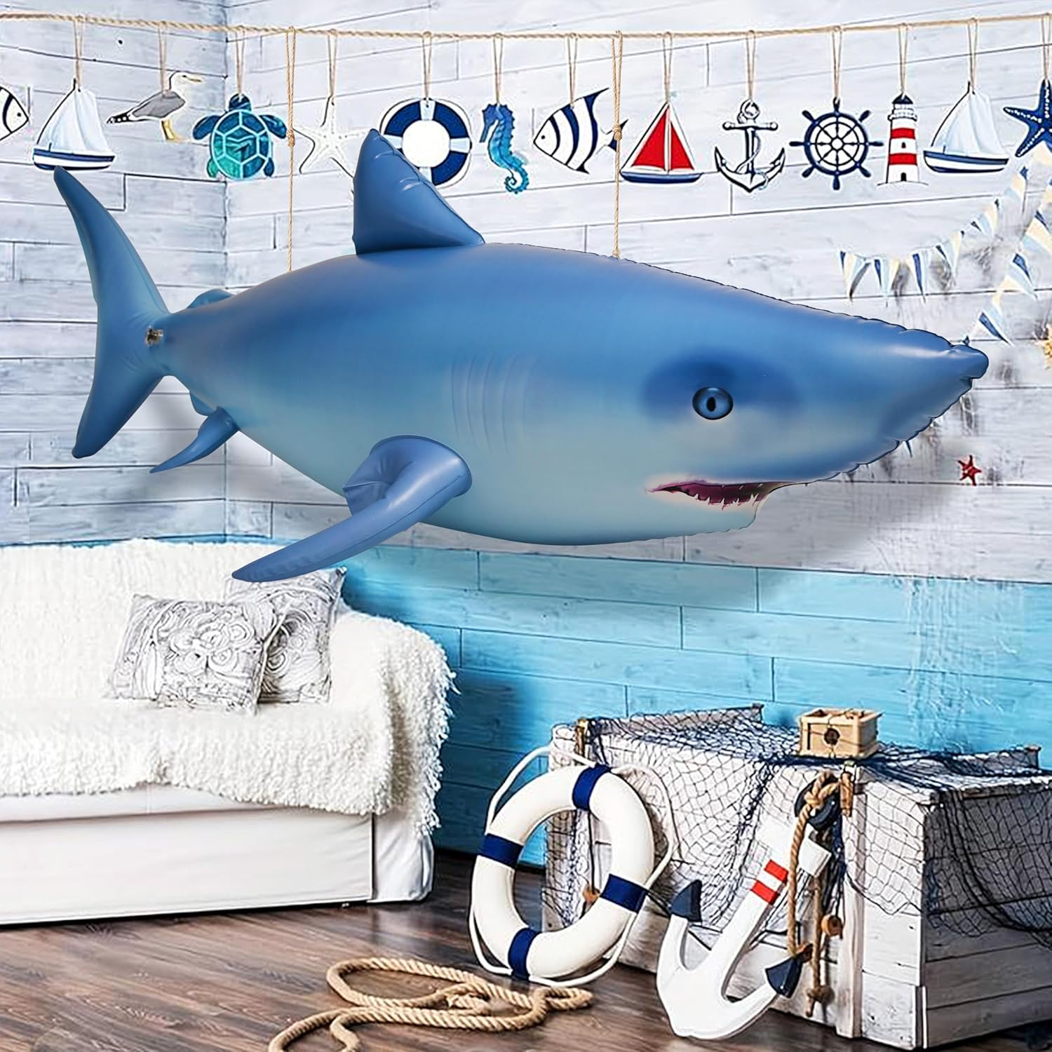 Jet Creations Inflatable Jumbo Large Great White Shark (Gen2), 82'' image number 3