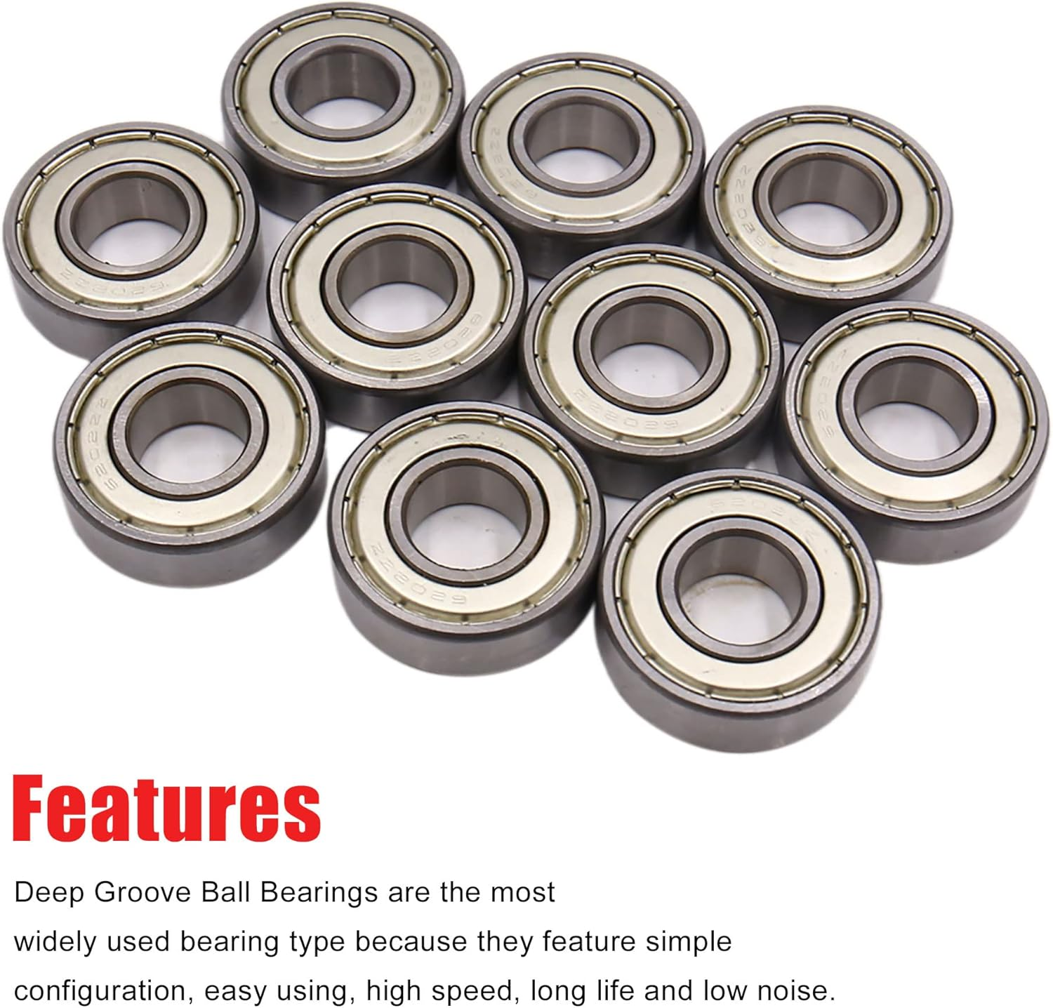 Uxcell 10 Pcs 6202Z 15 X 35 X 11Mm Double Shielded Deep Groove Radial Ball Bearing image number 1