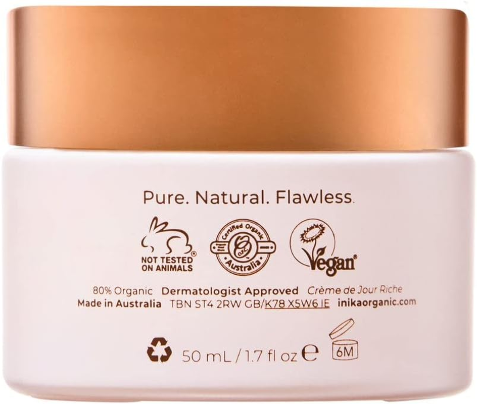 INIKA Organic Phytofuse Renew Rich Day Cream | Luxurious Moisturiser That Firms, Smooths Wrinkles, Boosts Hydration, Regenerates and Nourishes Skin. Very Dry and Mature Skin. Organic, Natural, Vegan.