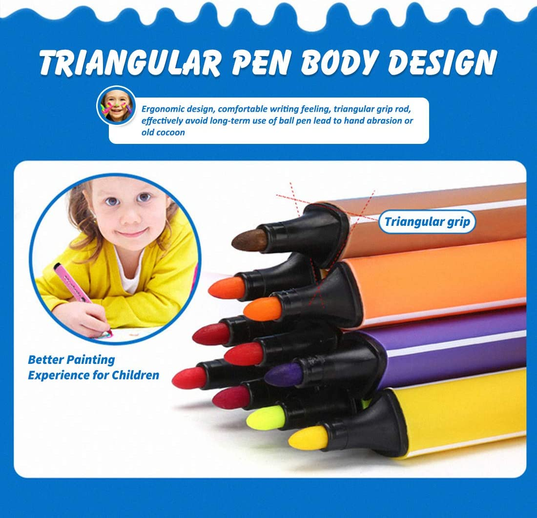 SAYEEC 24 Colors Washable Marker Coloring Pens Set Children Drawing Pen Watercolor Art Marker Medium Tip Pen for Kids Adult Coloring Books Manga Comic Calligraphy Sketching image number 3