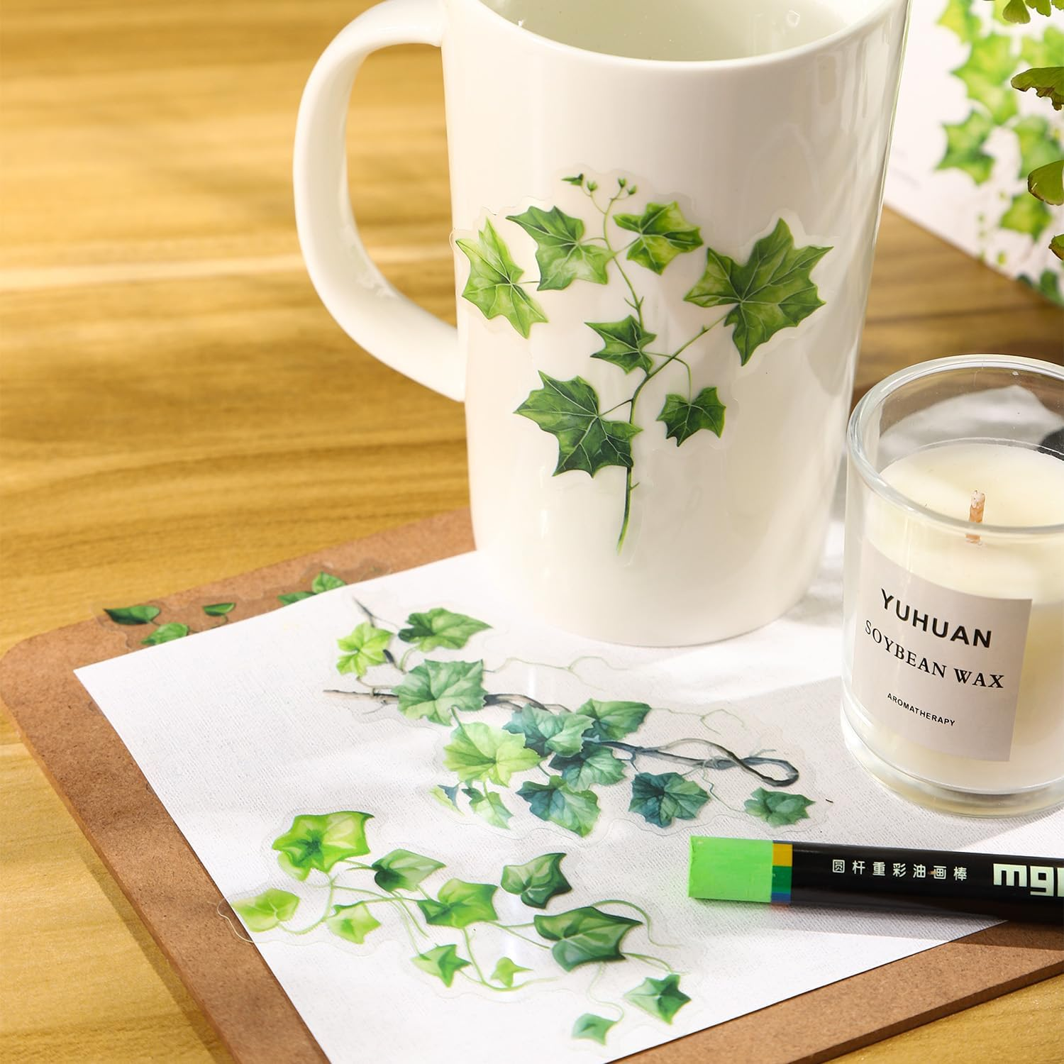 Auriicleaf Botanical Leaf PET Stickers Set, 120PCS Transparent Plant Ephemera for Scrapbooking, Journaling, DIY Crafts, and Planner image number 2