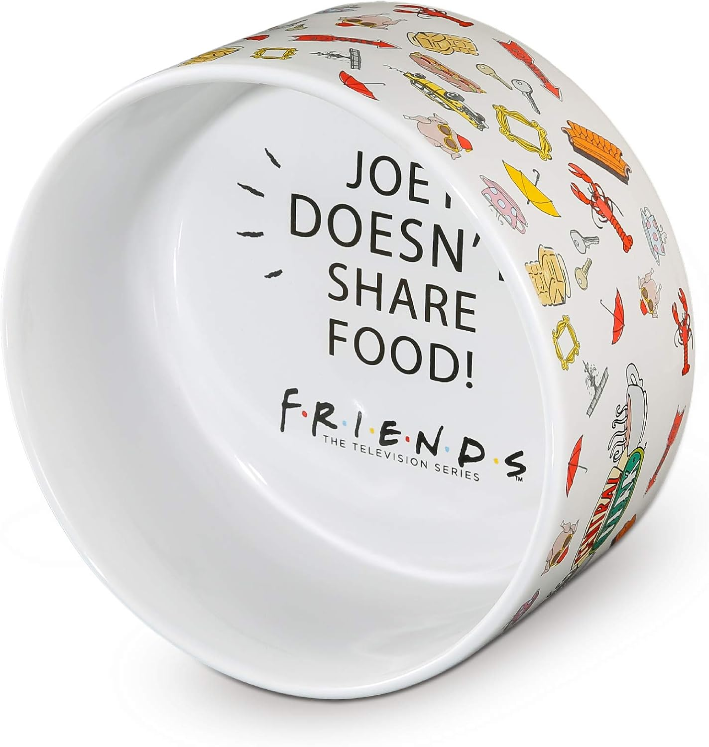 Warner Bros Friends TV Show Joey Doesn'T Share Food Ceramic Dog Food Bowl, 6 in | White Dog Bowl, Friends TV Merchandise for Friends Fans | Dog Water Bowl or Dog Food Bowl for Wet or Dry Food image number 6