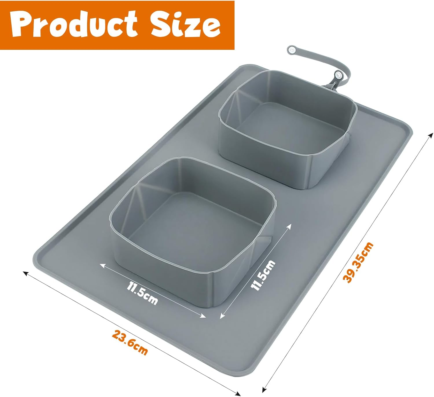 Dog Bowl, Dog Bowls, Pet Bowl, Foldable Silicone, 2-In-1 Feeding Bowl, Travel Bowl, Portable Feeding Bowls for Small and Large Dogs, Can Be Used for Food and Water, Grey image number 1