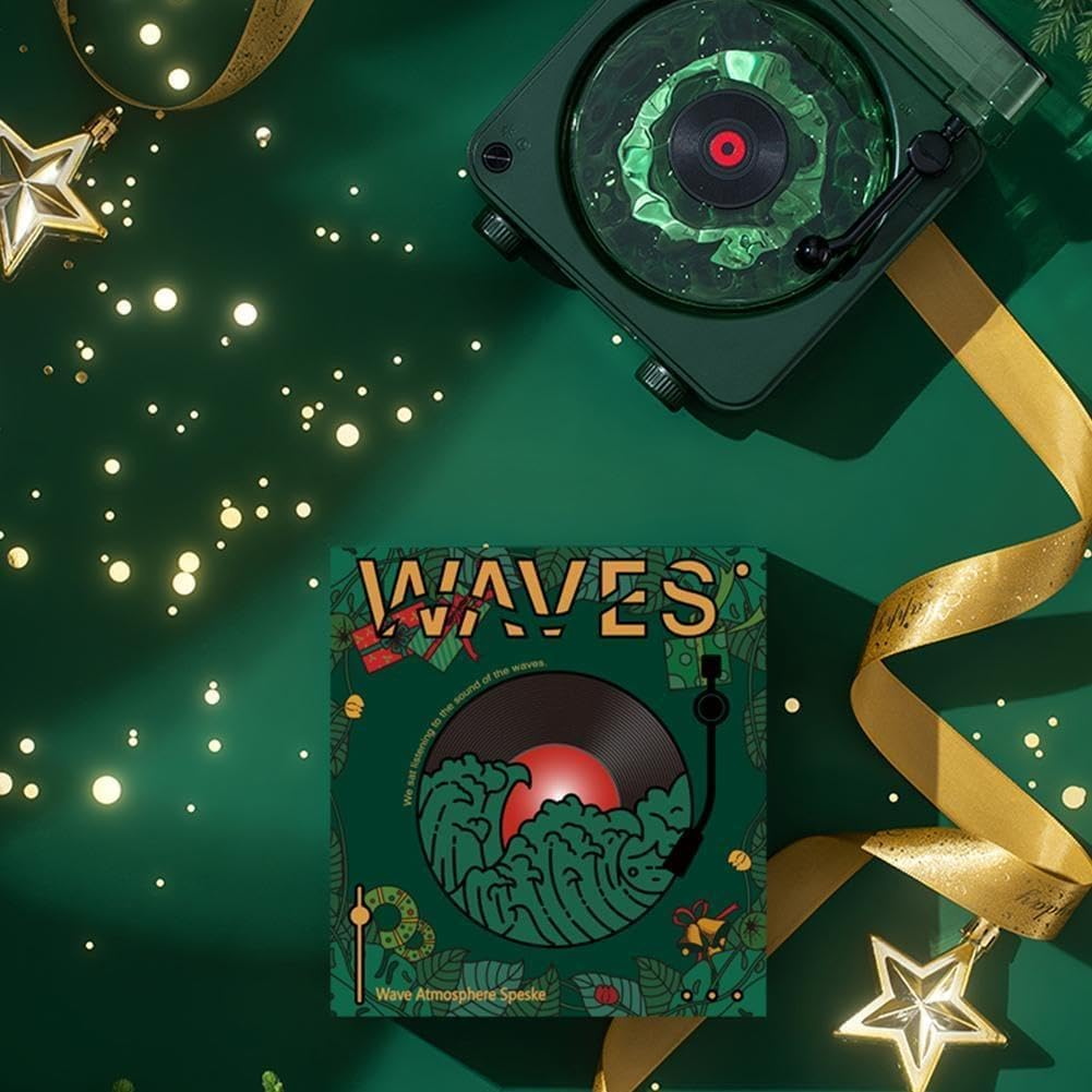 Vinyl Record Player Retro Sleep Aid Speakers Music Center W Bluetooth White Noise Light Speaker image number 5