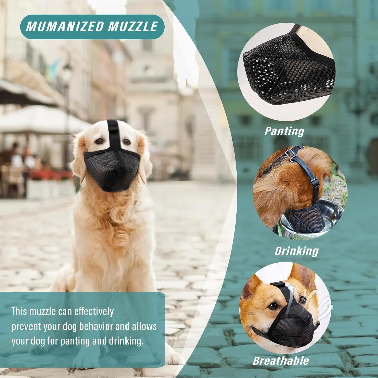 Viiotu Breathable Mesh Dog Muzzle, Adjustable anti Barking Device, Dog Mouth Cover Fits Small Medium Large Dogs, Secure Fit for Safe Breathing and Drinking image number 4