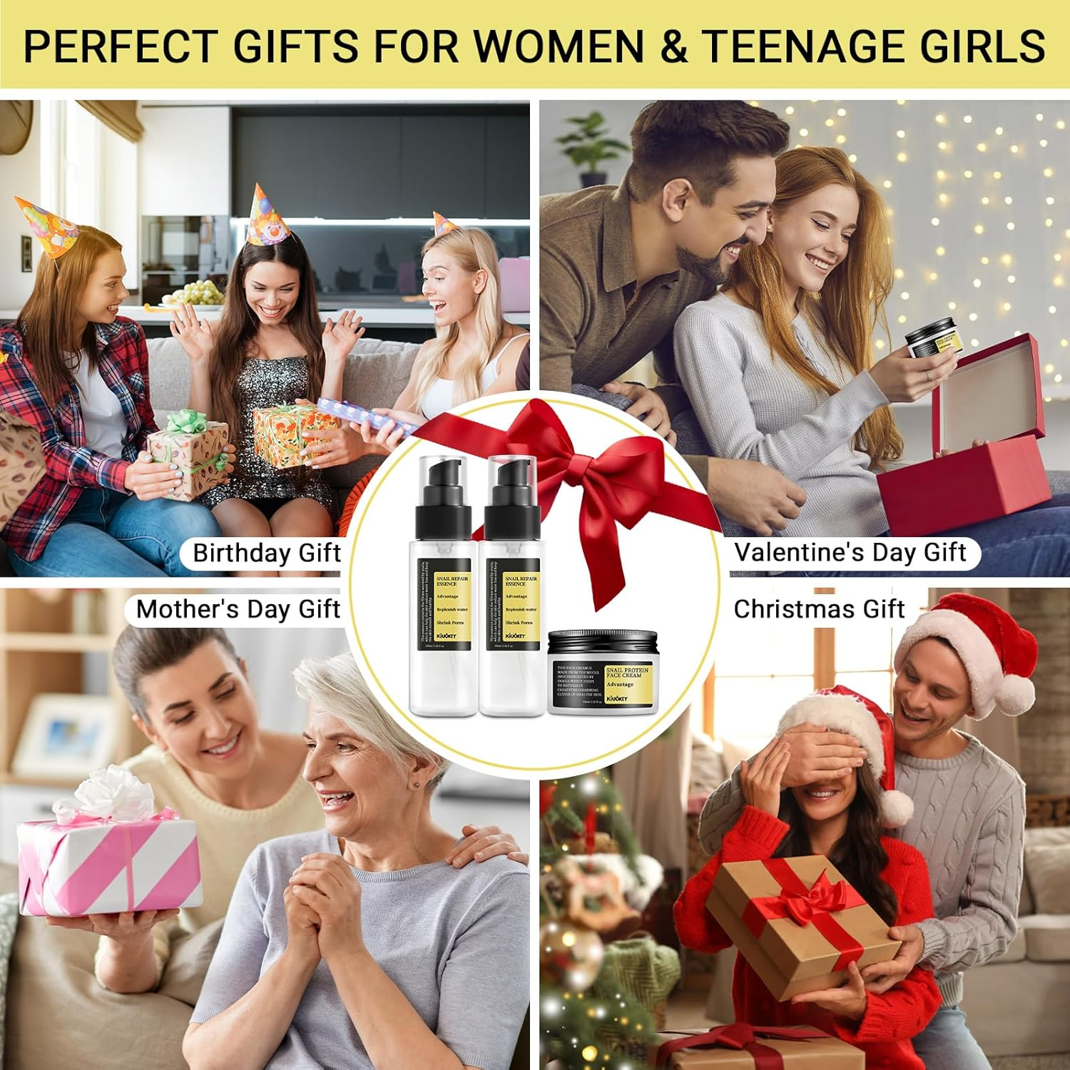 Snail Mucin 96% Skincare Set - Anti-Aging Serums & Snail Mucin 92% Cream - Advanced Snail 96% Mucin Power Essence Hydrates, Reduces Wrinkles & Fine Lines - 3PCS Korean Skincare Set for All Skins image number 2