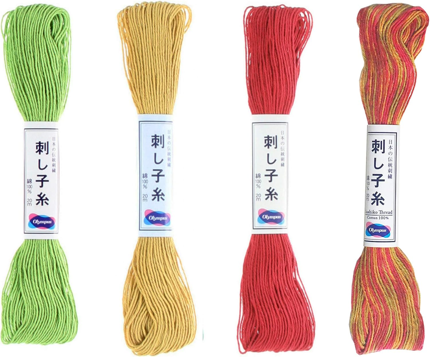 Olympus Sashiko Thread 20M Skein Color Bundles (Traditional: 52-01-10-18) image number 2