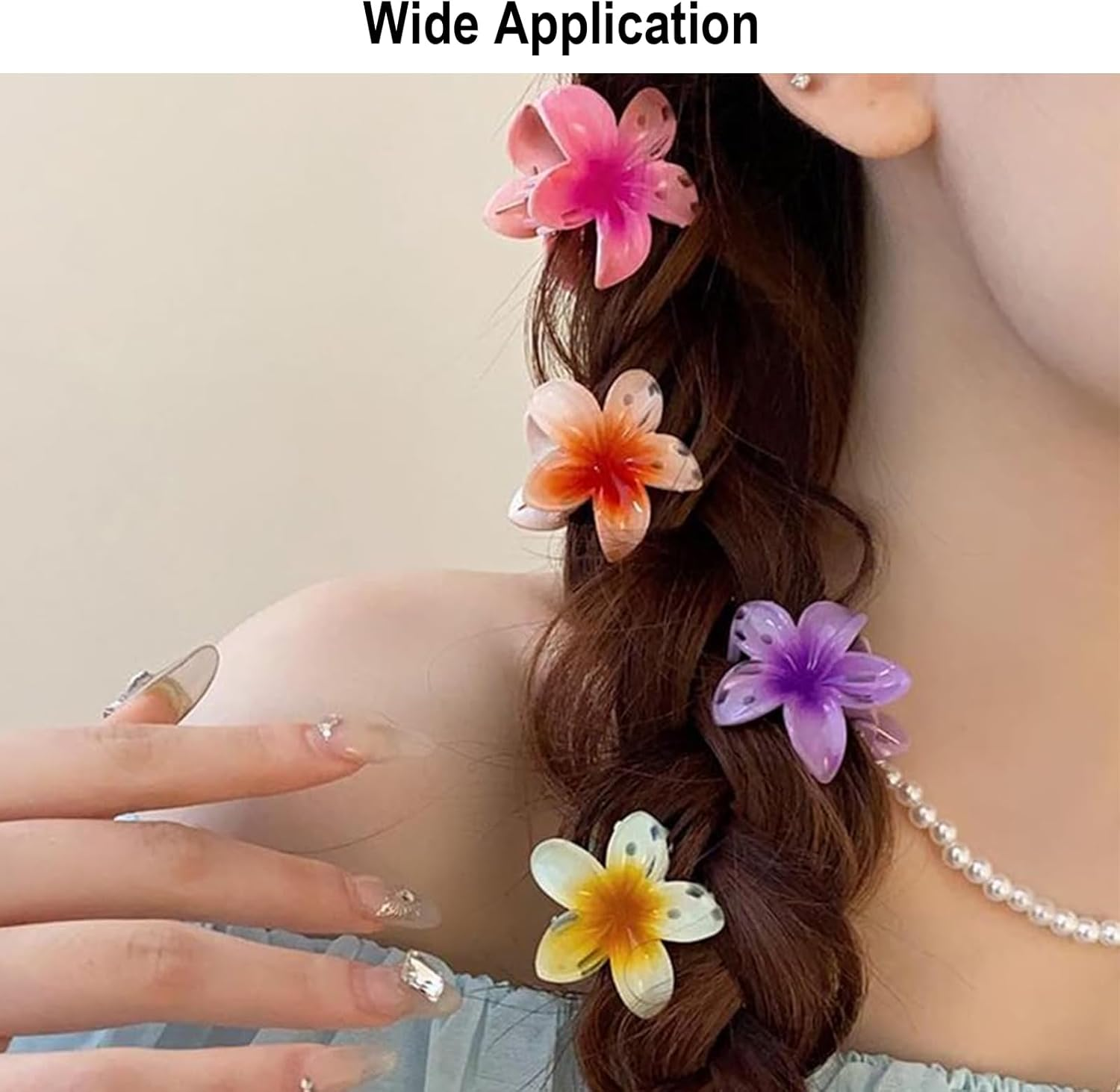 Pack of 8 Flower Hair Clips, 4 Cm Mini Flower Hair Clips, Cute Acrylic Hair Clips, Non-Slip Hair Jaw Clips for Women and Girls, Hair Styling Accessories image number 2