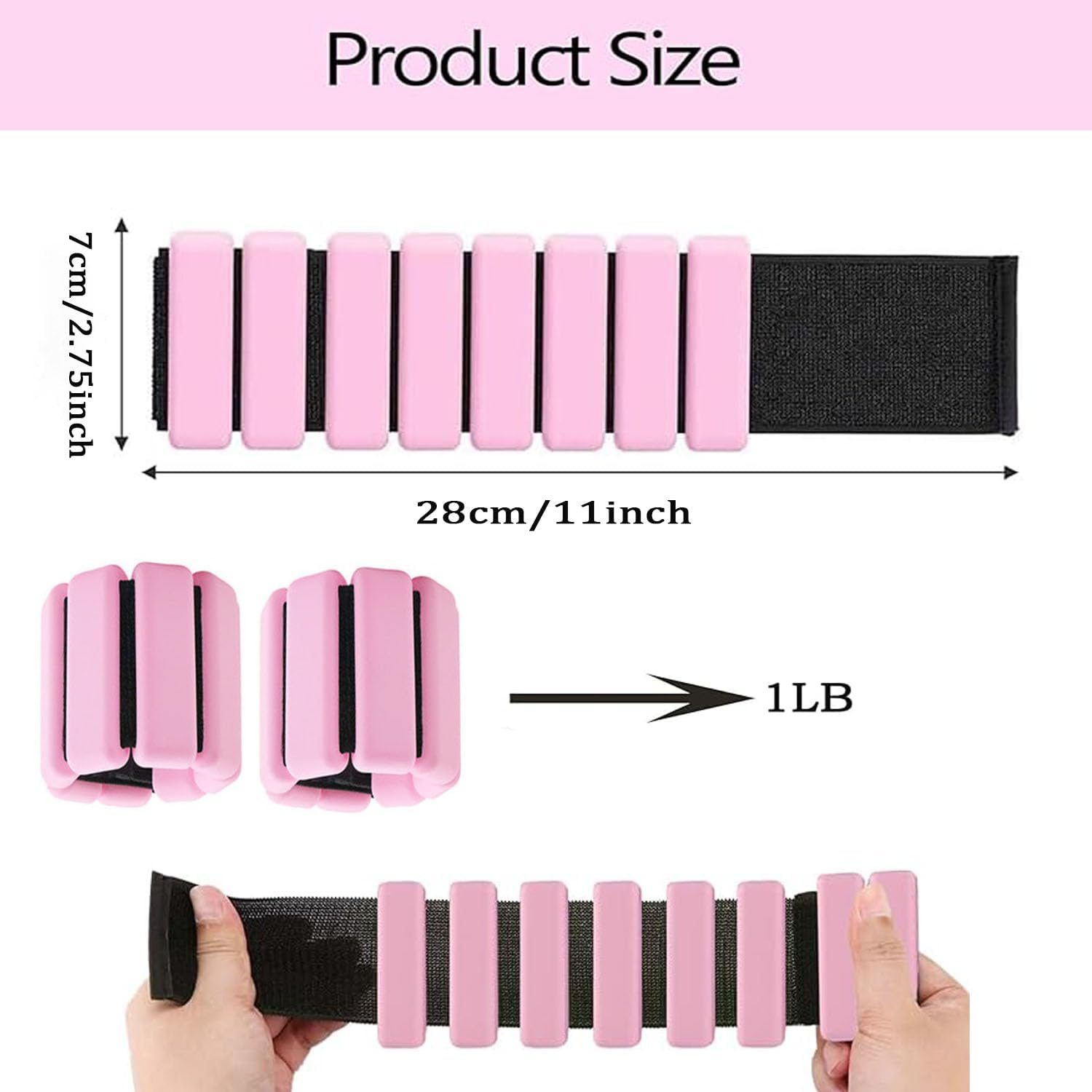 Lxcshljx 2PCS Wrist Ankle Weights(1Lb/Pair), Adjustable Wearable Wrist and Ankle Weights for Women Men, Silicone Weighted Wristlet Bracelet Wraps for Exercise, Yoga, Dance, Pilates, Aerobics, Workout