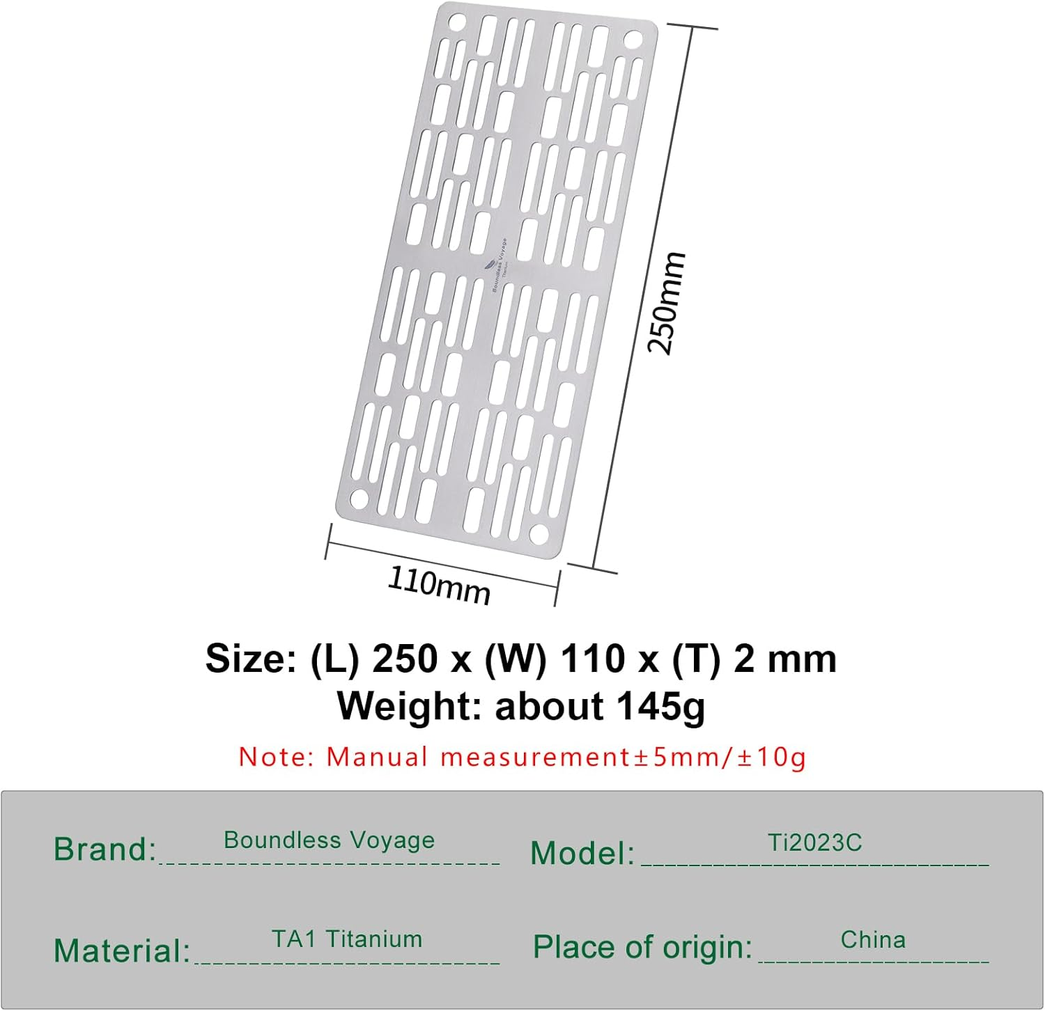 Boundless Voyage Titanium Grill with Carry Bag Outdoor Camping Grill Net Plate Backpacking Mini Size Gridiron Barbecue BBQ image number 1