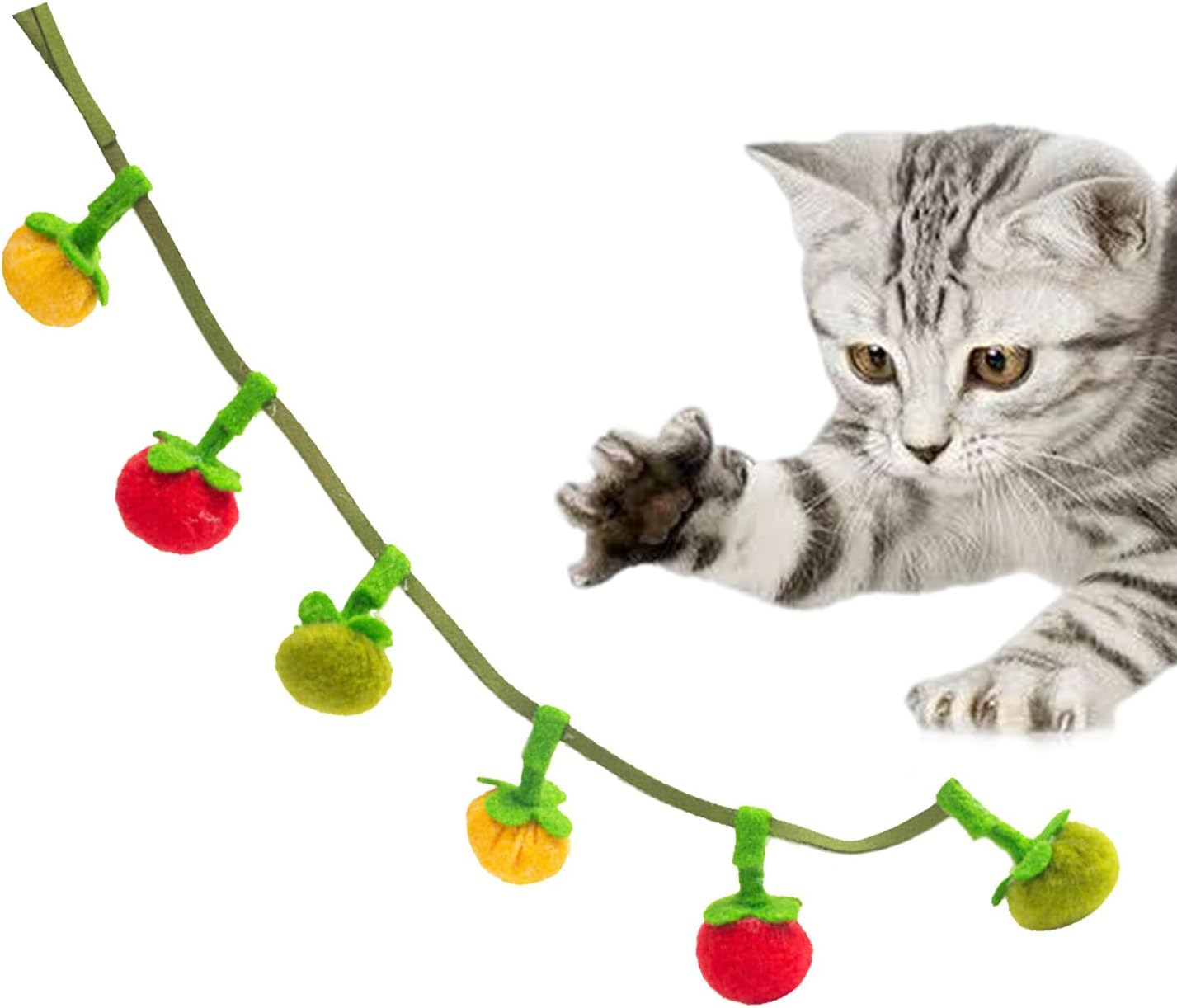 Shurzzesj Cat Toy with Catnip,Kitten Plush Catnip Toys | Boredom Animals Interactive Companion Tomato Shape for Backyard Park Living Room Bedroom image number 5