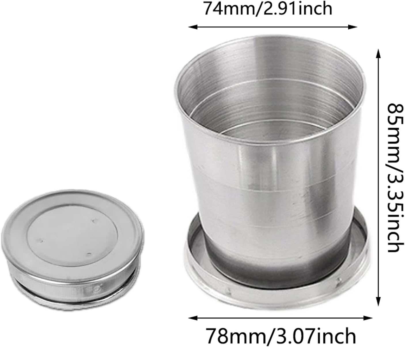Pack of 2 Folding Cups, Stainless Steel Telescopic Cups, Outdoor Portable Telescopic Cup, Folding Cup with Key Ring, Durable Collapsible Cup, Hiking for Outdoor Activities and Daily Use image number 3