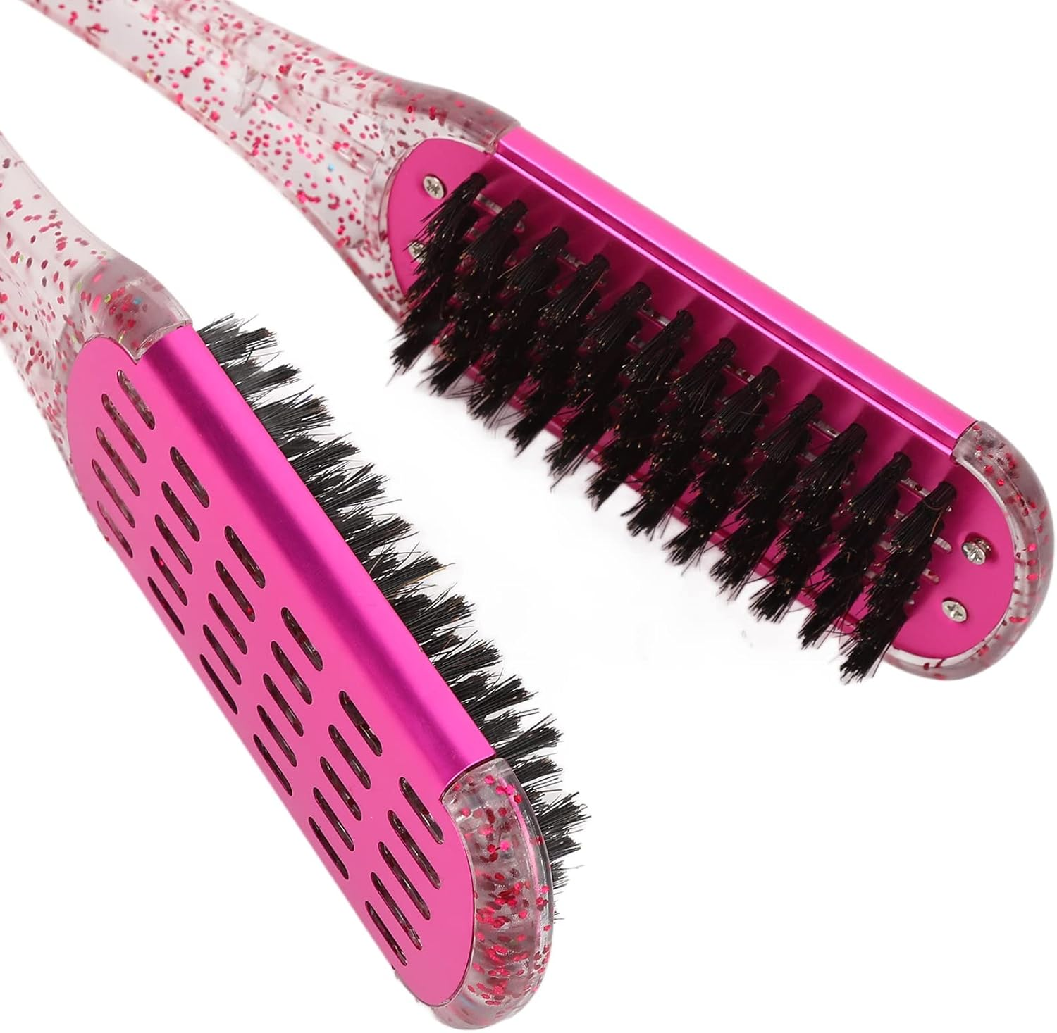 Straightening Clip Brush, Salon Safe Double-Sided ABS Hair Straightening Brush for Women image number 1