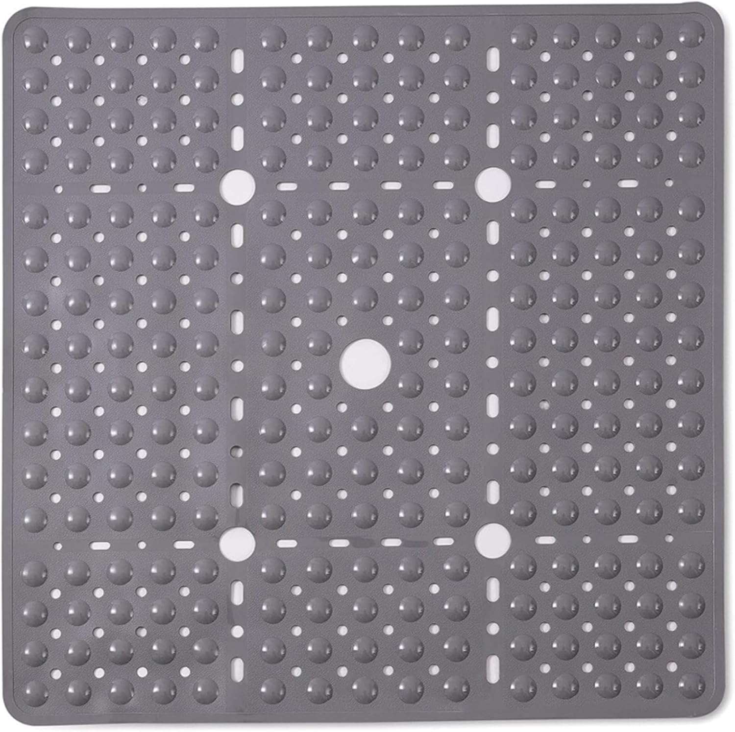 Large Square Shower Mat 69X69Cm for inside Shower Non-Slip anti Mould Shower Mats with Drain Holes & Powerful Suction Cups Shower Pad Bath Mat Shower Stall Floor Mat for Gym Hotels Bathroom (Grey) image number 3