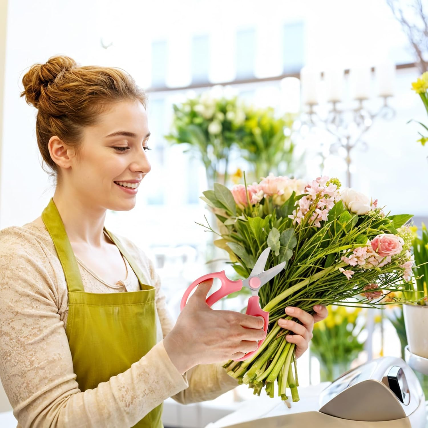 2-Pack Flower Scissors &ndash; Premium Stainless Steel Floral Shears, Heavy Duty Garden Pruners for Flowers, Branches, Leaves, Rose Gardening (Pink, Blue)​ image number 2