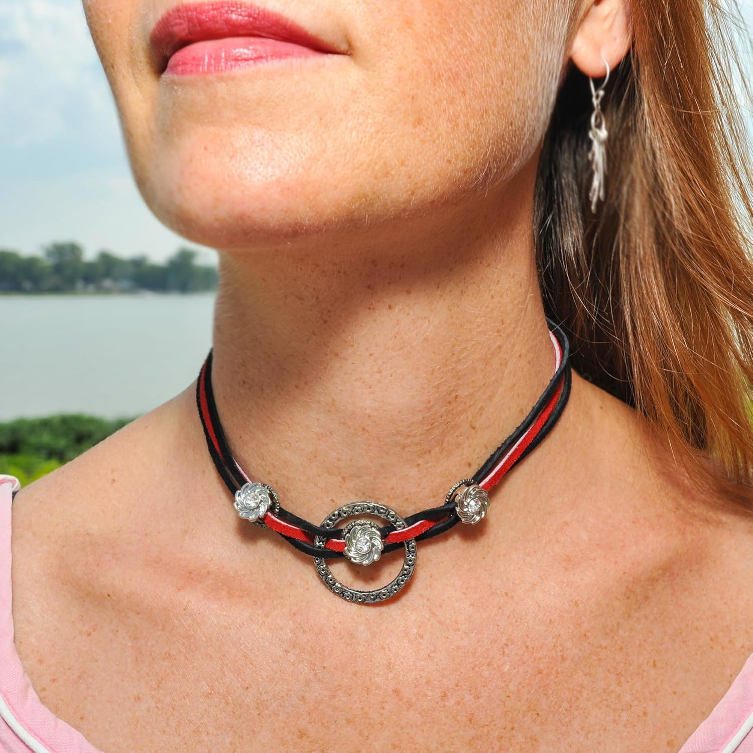 Realeather Crafts Suede Lace, 0.125-Inch Wide and 25-Yard Spool, Red - Dark Brown image number 2