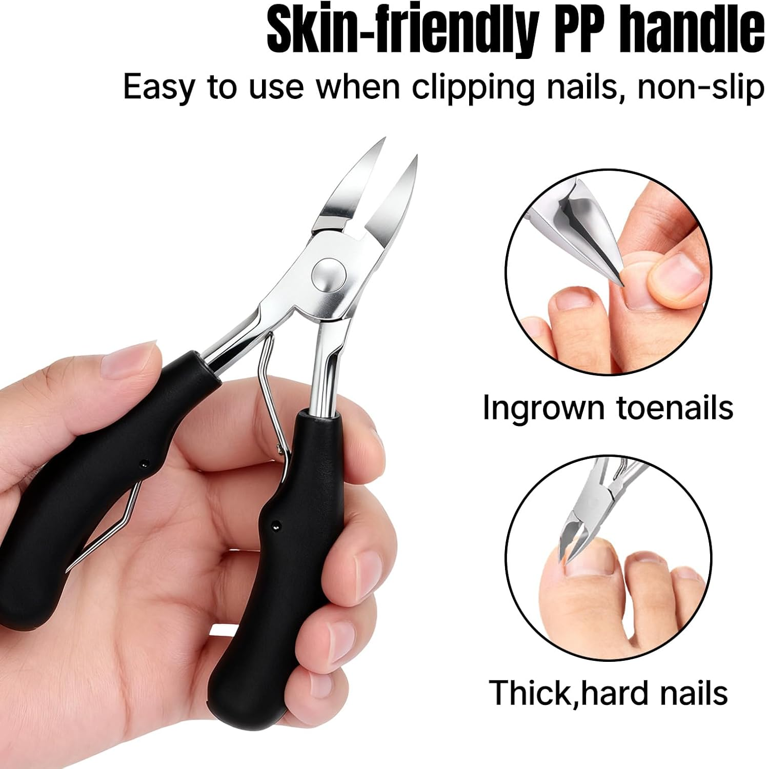 Jeyzuroa Heavy Duty Toenail Clippers, Stainless Steel with ABS Rubber Handle, Professional Thick and Ingrown Nail Care Kit for Seniors, Adults image number 5